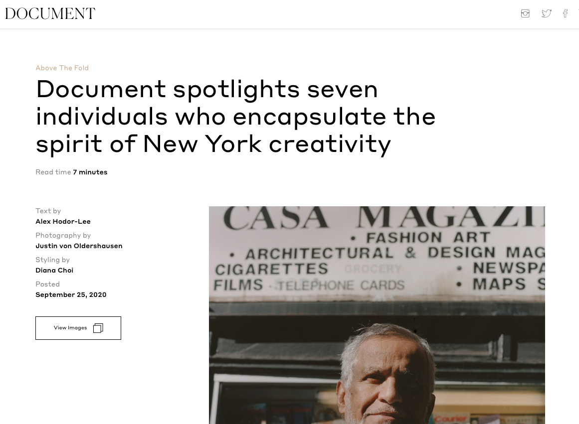   Document Journal: Document spotlights seven individuals who encapsulate the spirit of New York creativity  