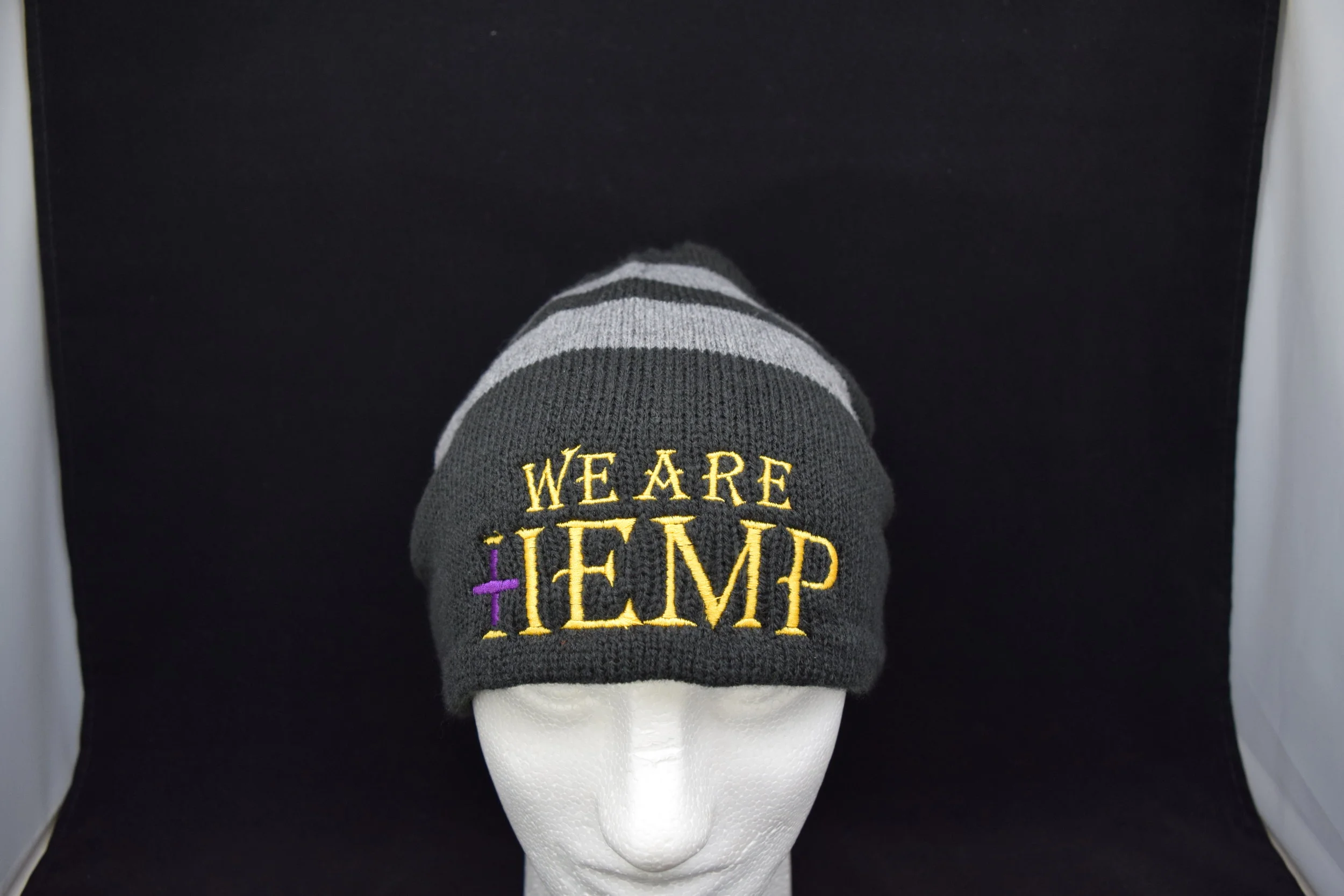 BLACK 2 STRIPE BEENIE