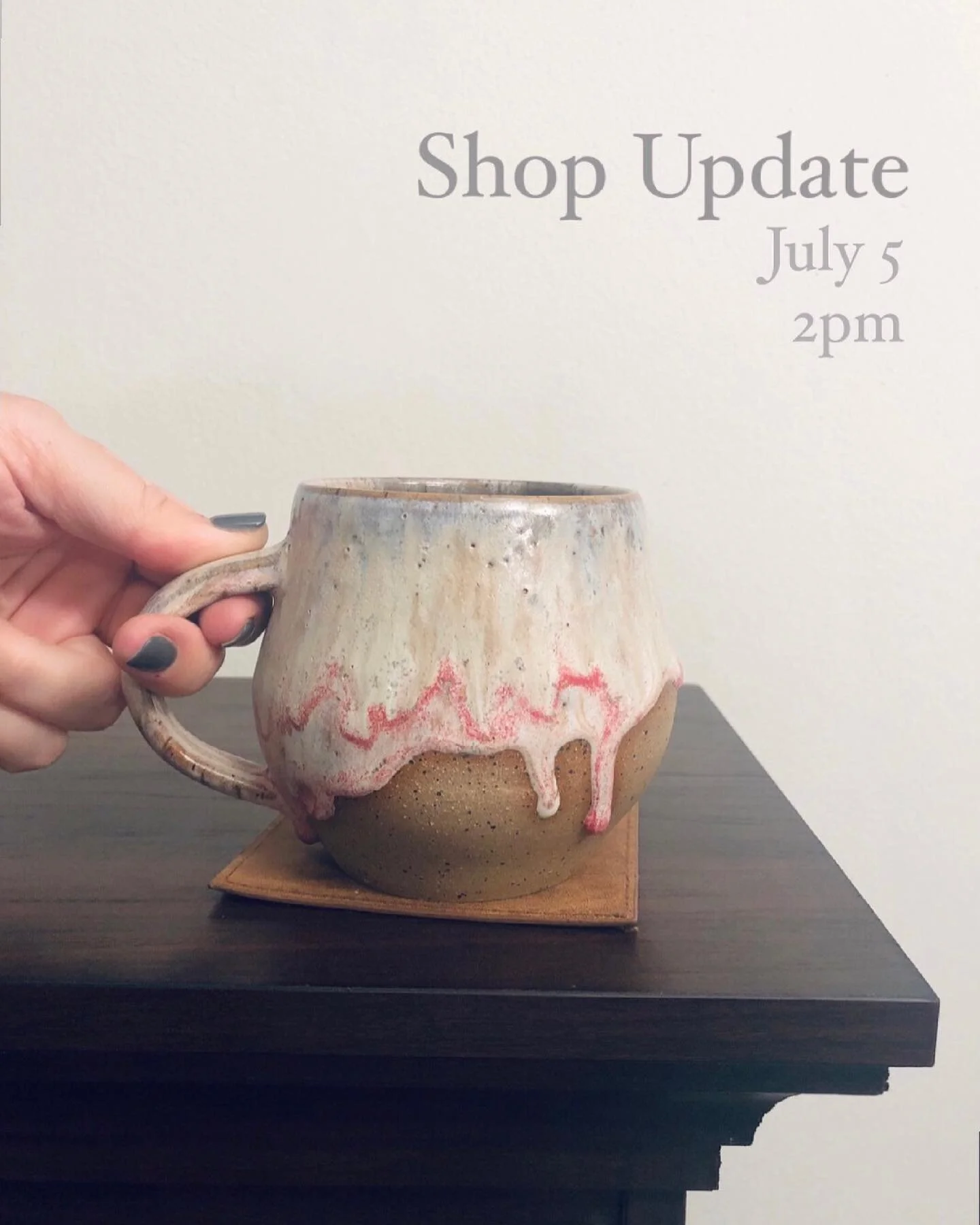 Don’t forget! The shop opens up today at 2pm! So in less than an hour. And this mug is by far my favorite of the entire kiln load. All mugs are shaped like this (wholesale order that I had to make some changes to, which is lucky for you because