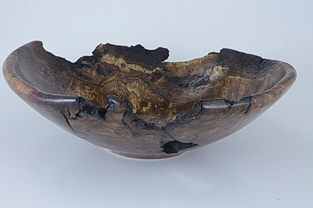Preservation Tree Art - Red Oak Burl with Natural Edge & Chatoyance
