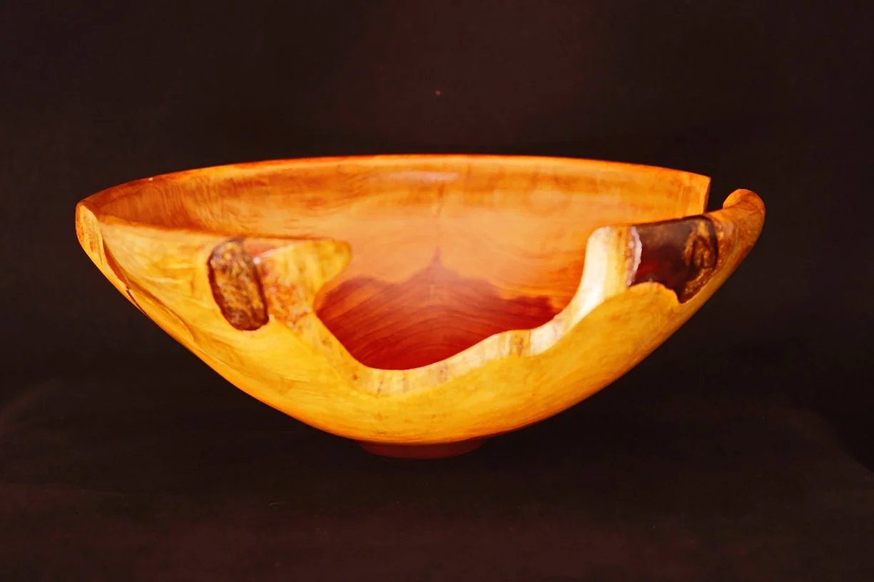 Red Cedar Free-Form End-Grain Bowl with copper accents