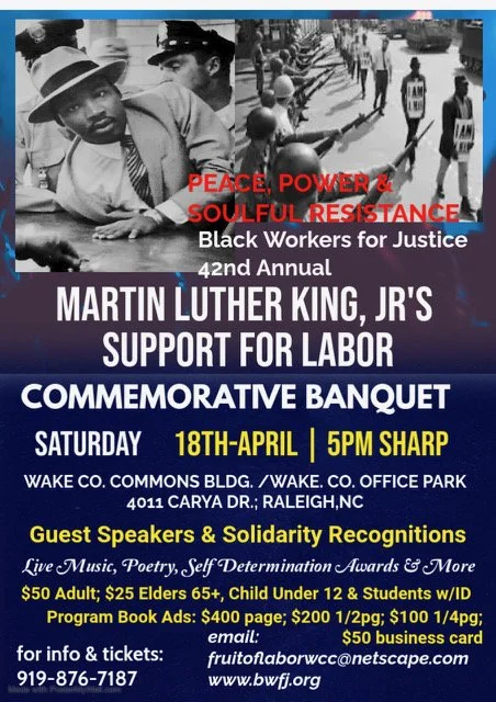 Black Workers for Justice Martin Luther King, Jr Support for Labor Banquet