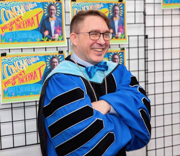 Kurt Steinberg, Ed. D., Eighth President of Montserrat College of Art on the day of his investiture, 29 March 2019