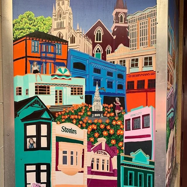 Found this art in town today...celebrating Art Deco buildings in Palmerston North