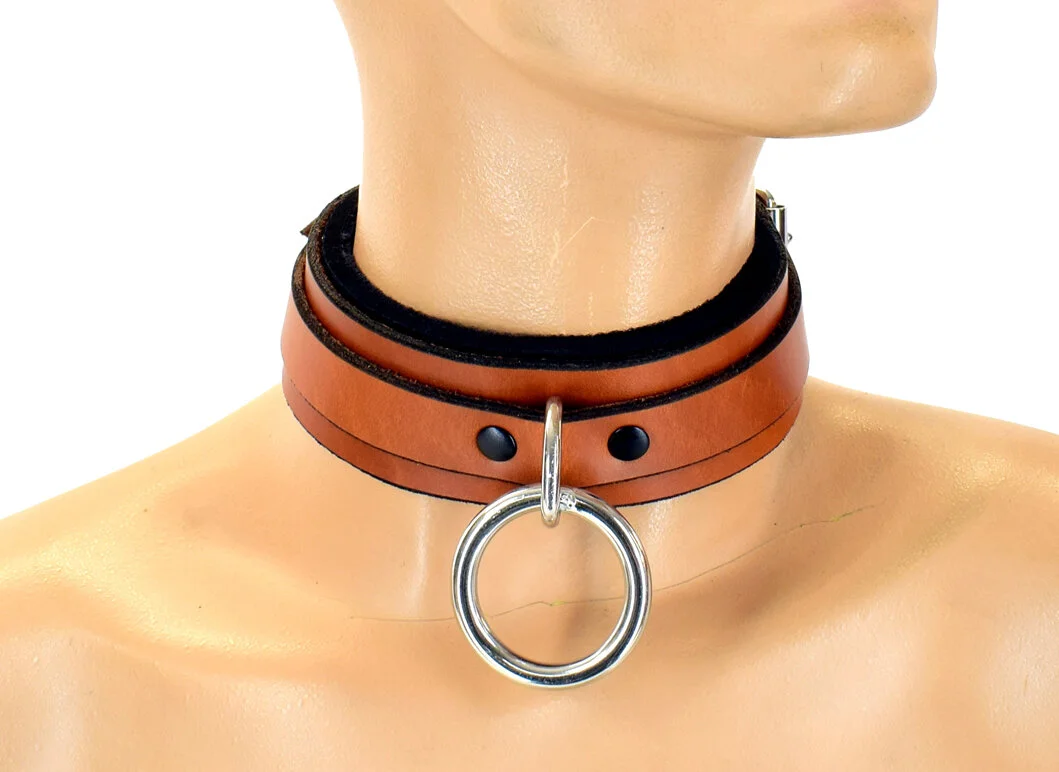 Axovus Classic Brown Leather Padded Bondage Collar