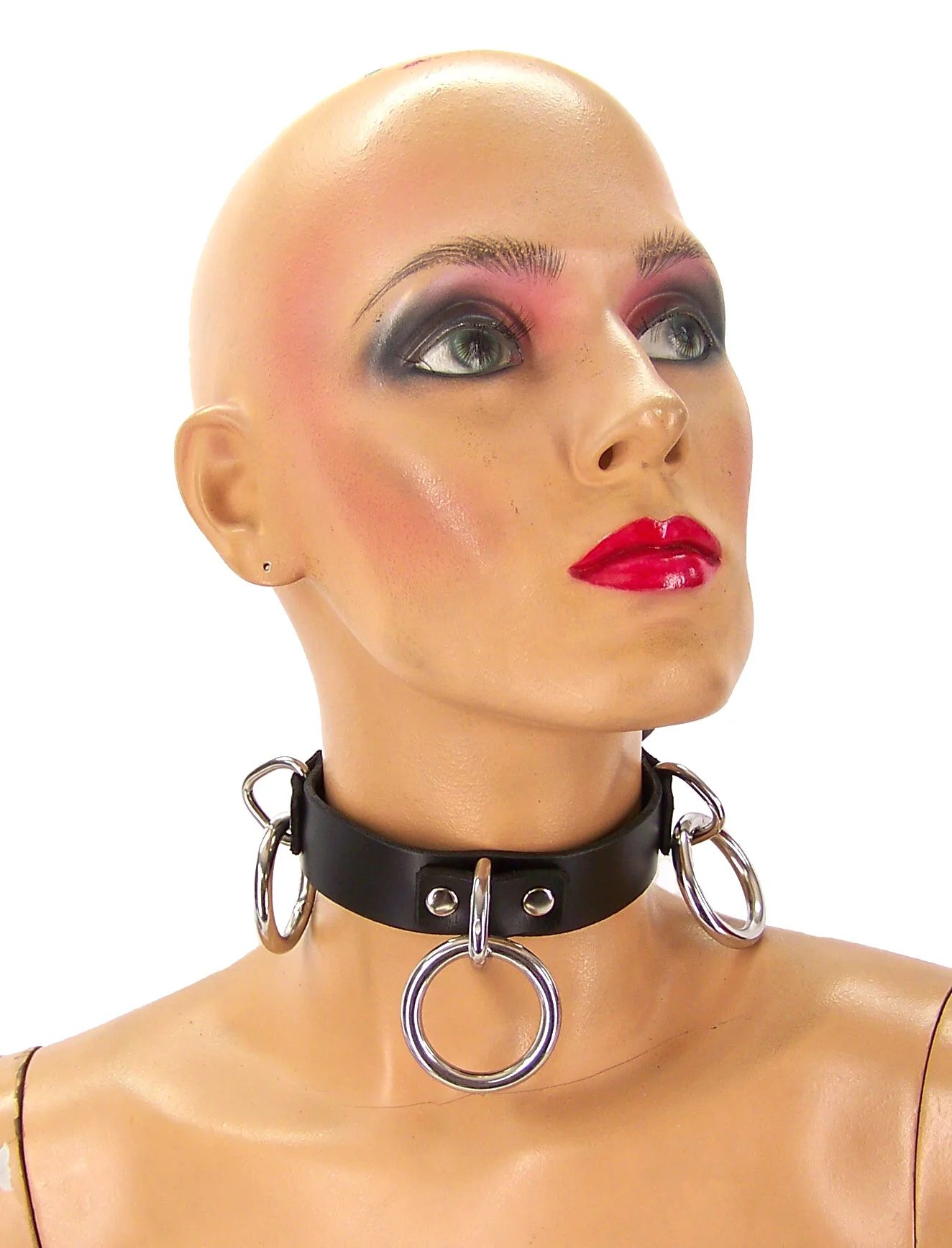 Axovus Classic Triple Ring Leather Bondage Collar