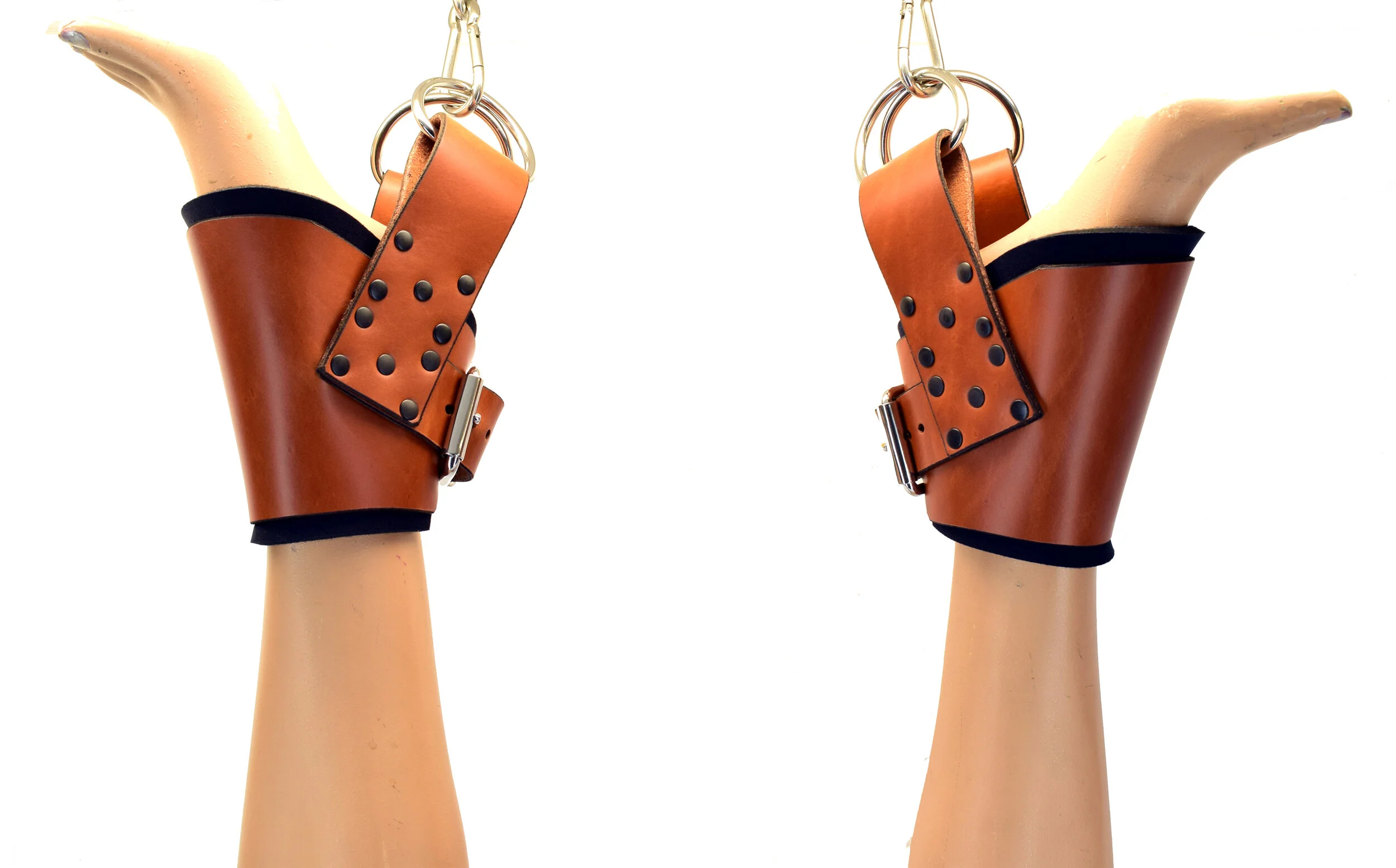 Axovus Padded Brown Leather Ankle Suspension Cuffs