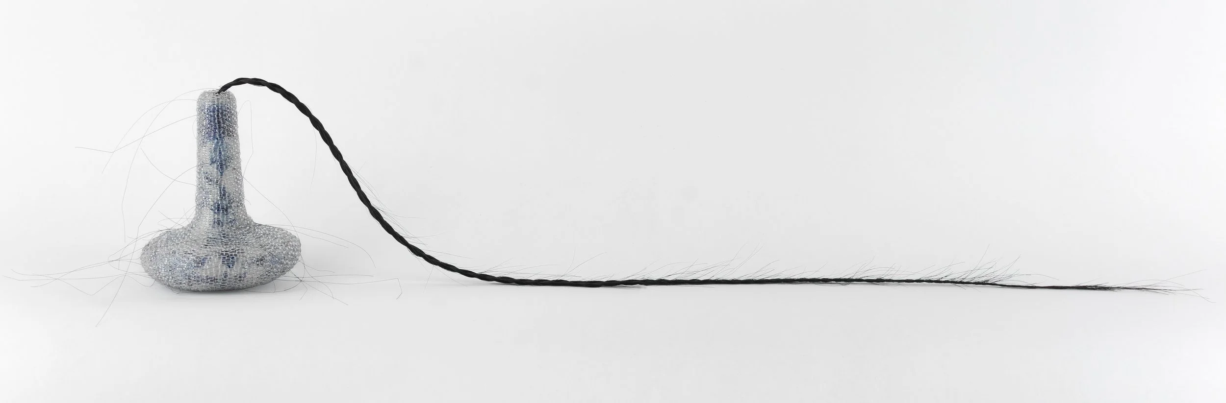 Fine Small Vintage Blue and White Porcelain Vase Tear Catcher 012925