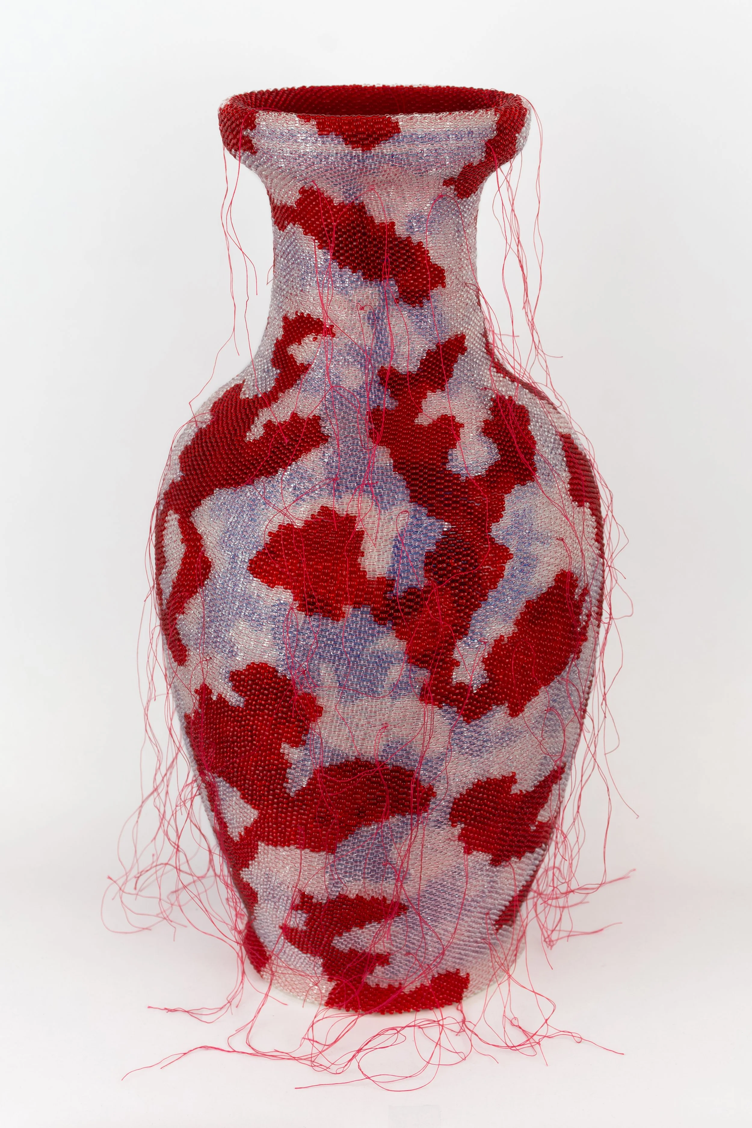 Chinese Blue & White Vase, Birds, Lilly Pads. Flowers 121725