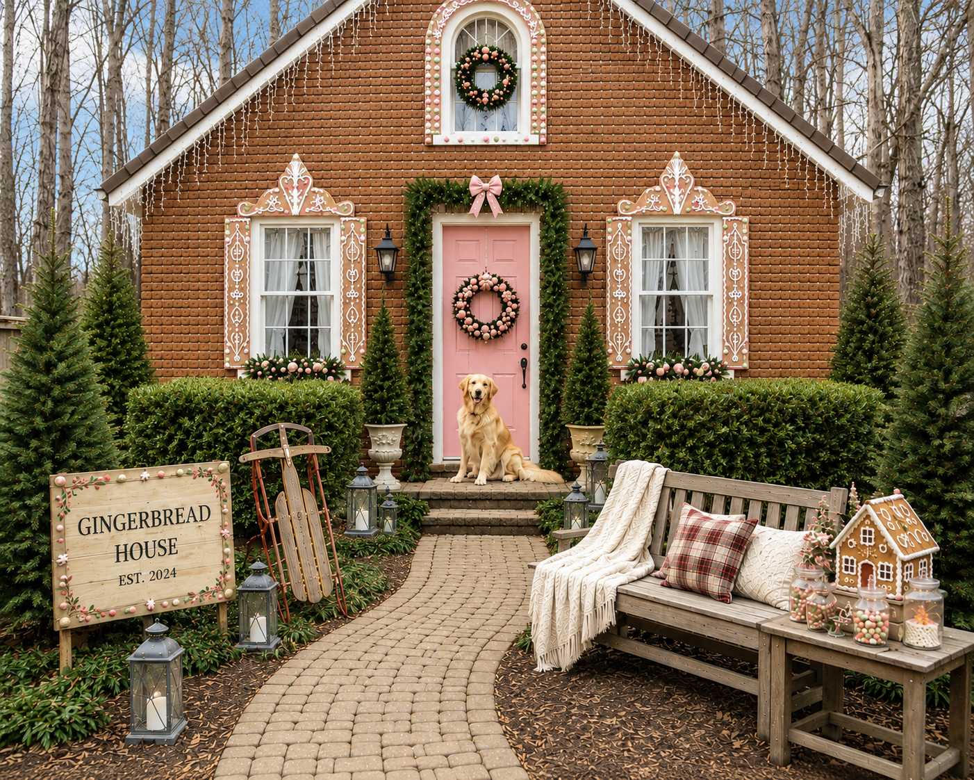 Day Time Gingerbread House Christmas Mini Sessions in Charlotte NC 