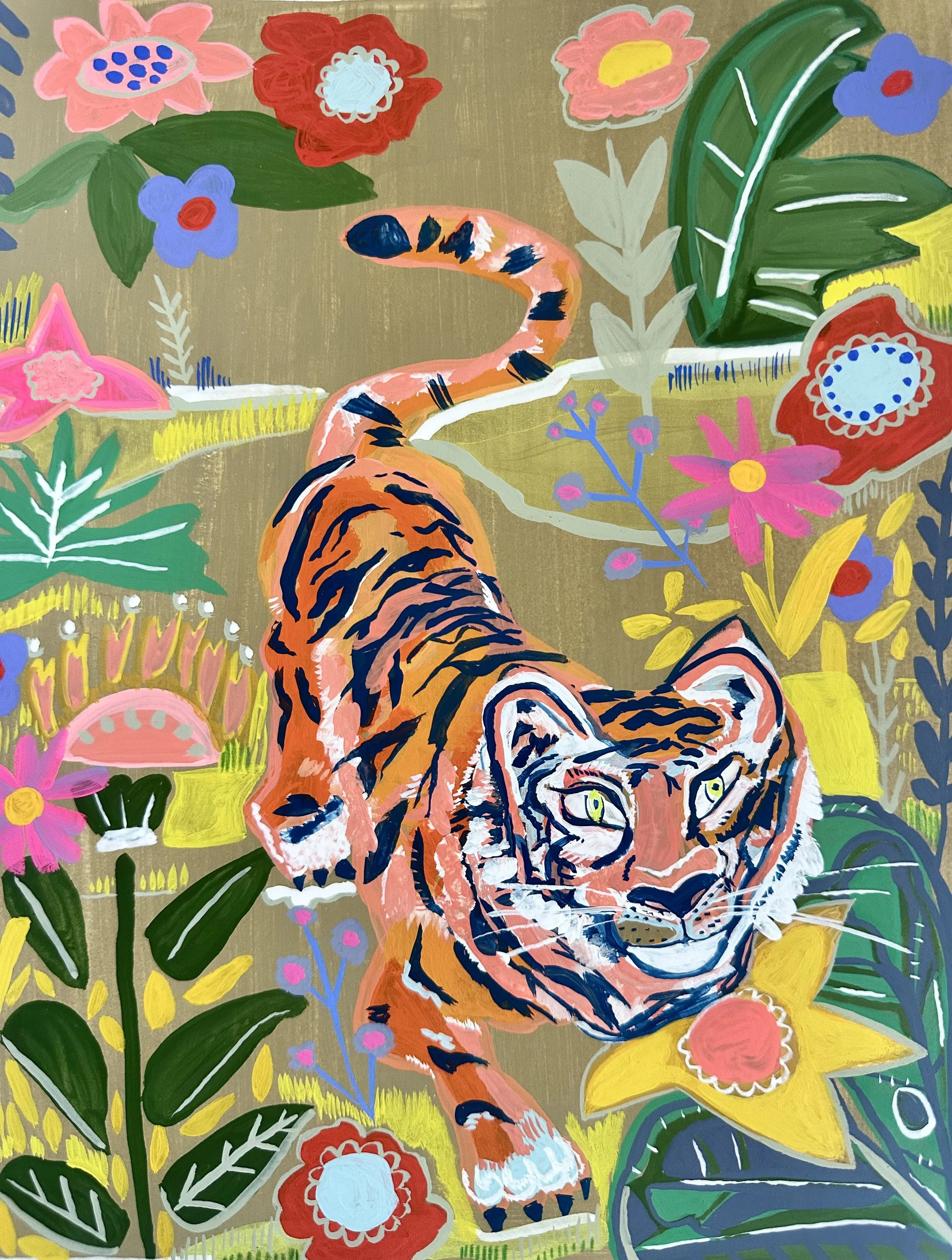 Floral Cats: Tiger