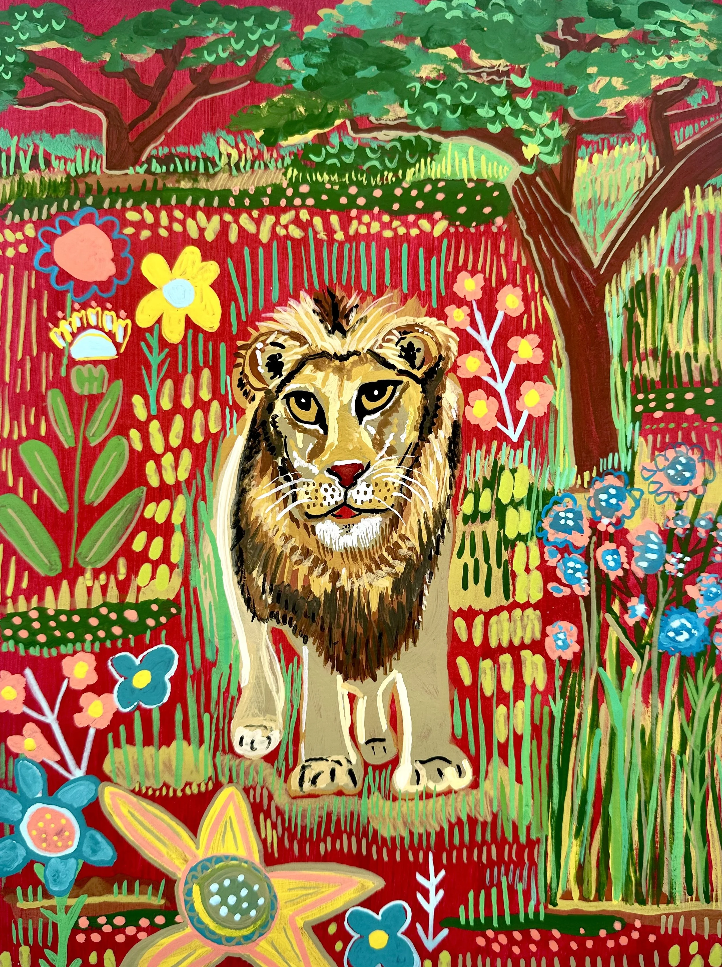 Floral Cats: Lion