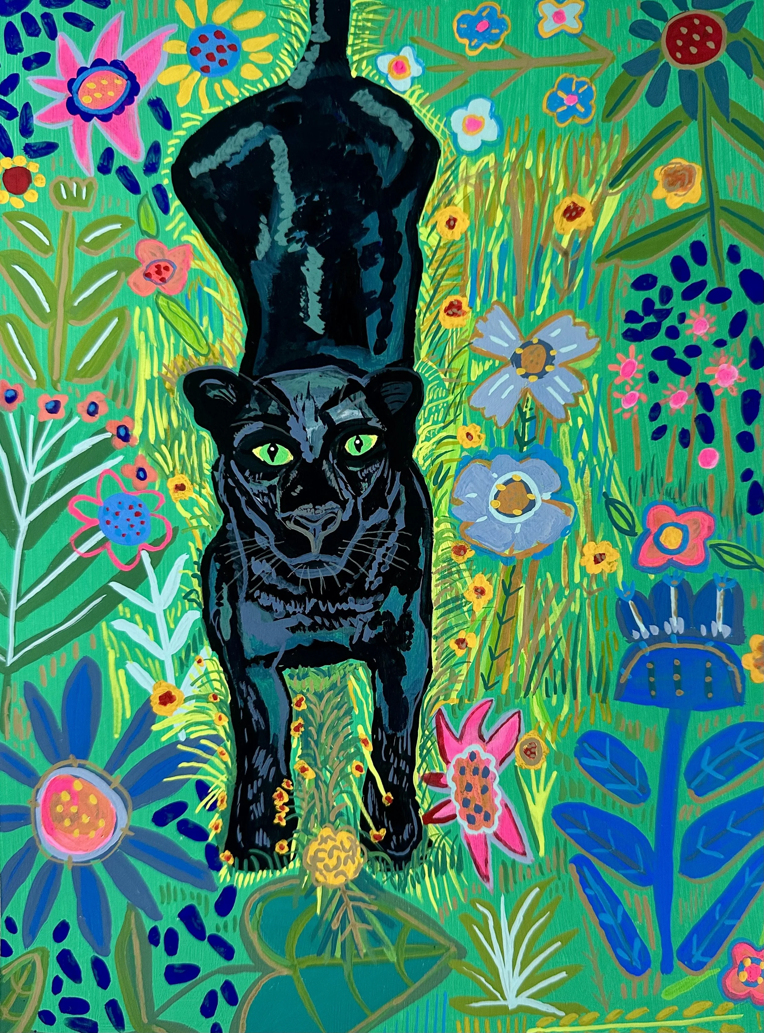 Floral Cats Black Panther