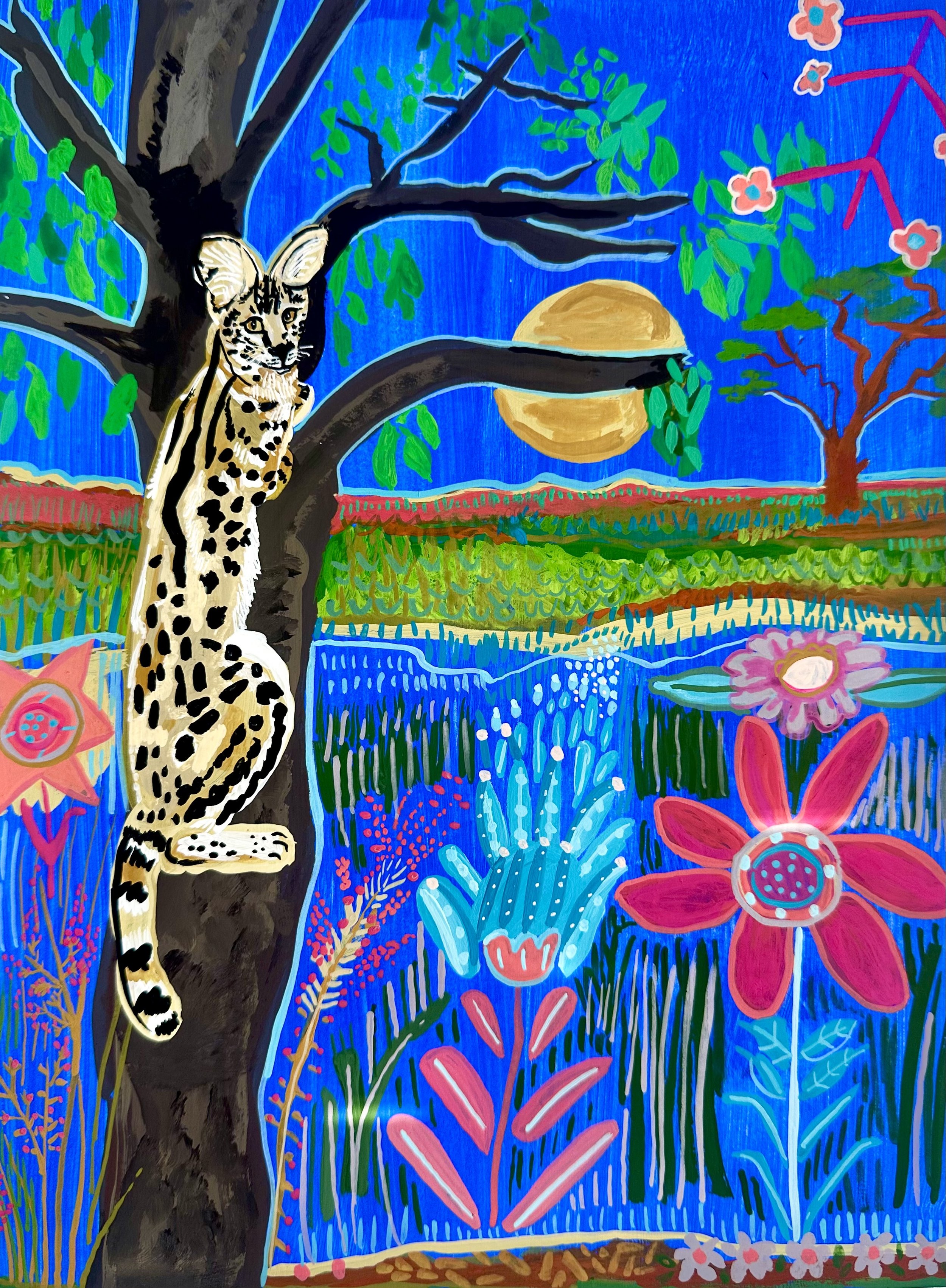 Floral Cats: Serval Cat
