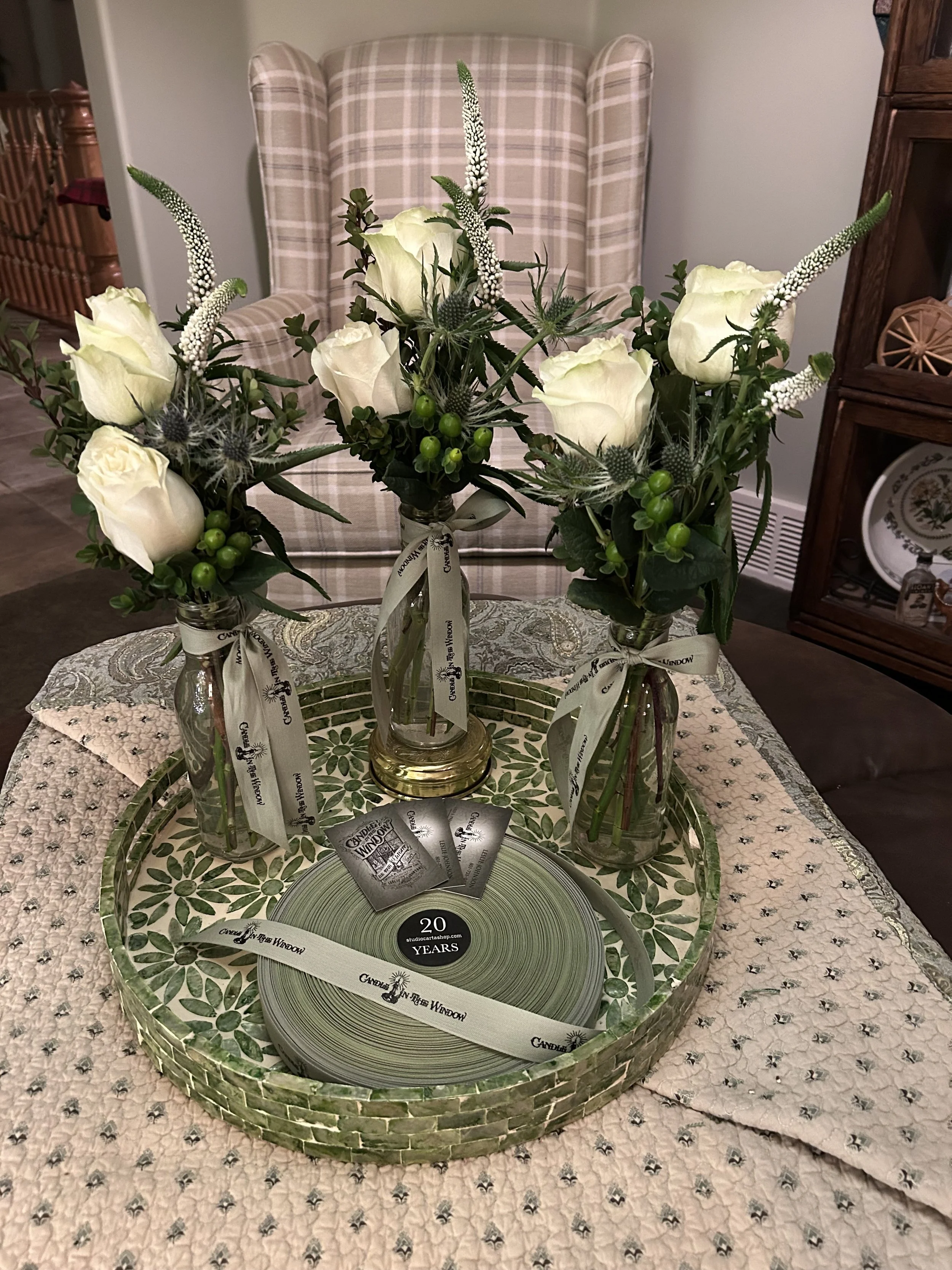 Candle in the Window Custom Ribbon and Bud Vase Gifts