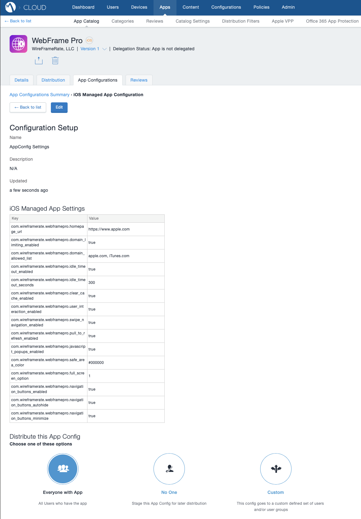 App Configuration Policy in MobileIron