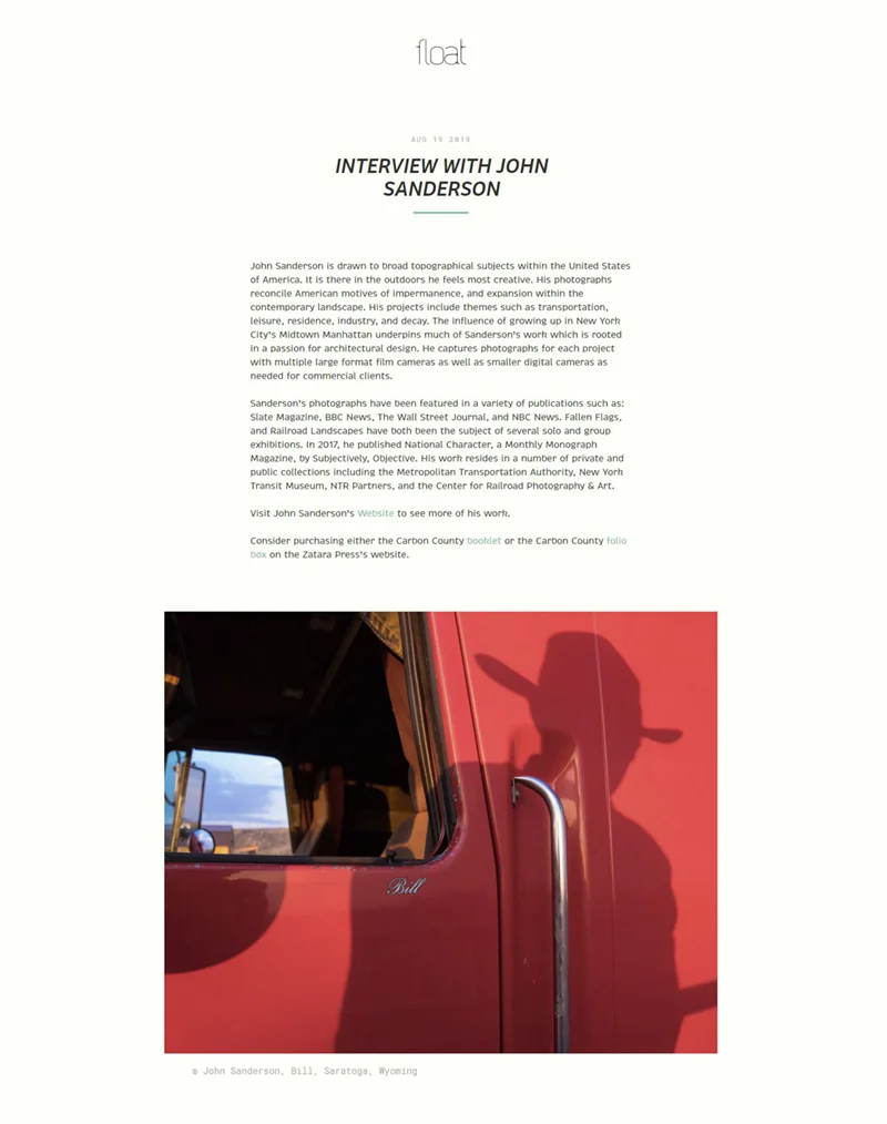 Interview with John Sanderson, FLOAT Magazine