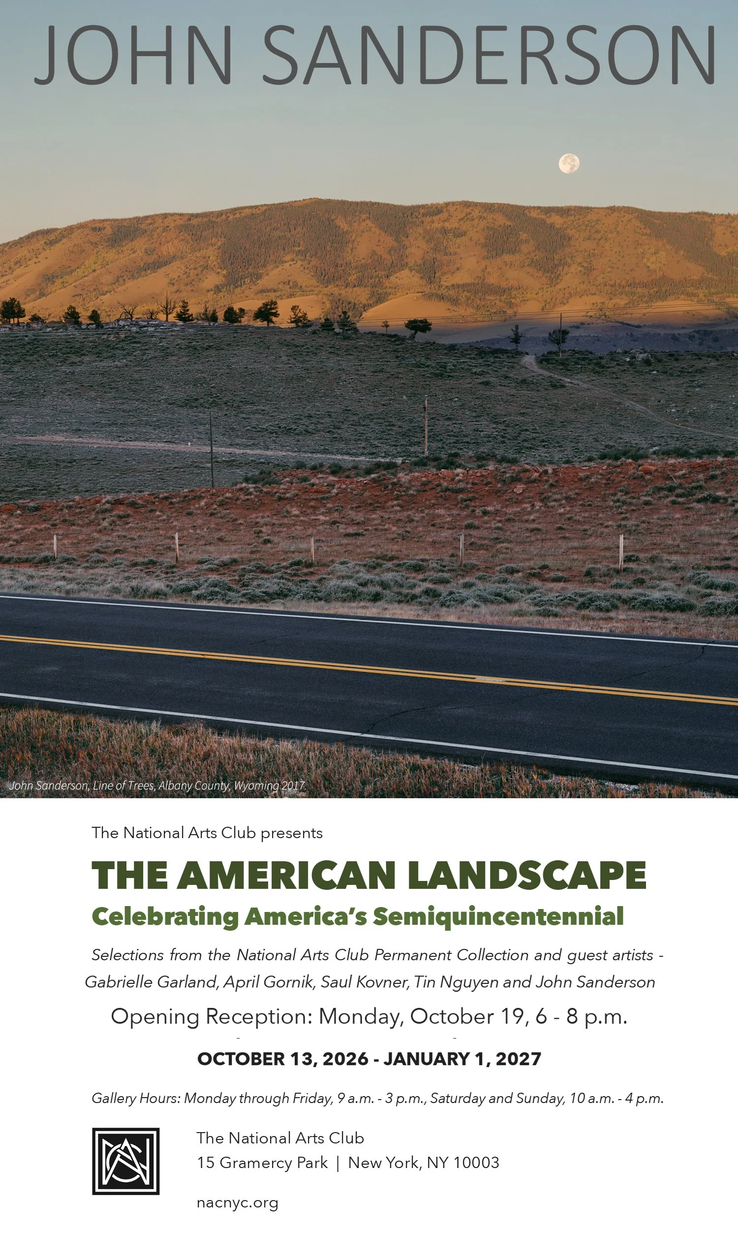 The American Landscape: Celebrating America’s Semiquincentennial, National Arts Club, New York City, NY 2026-2027