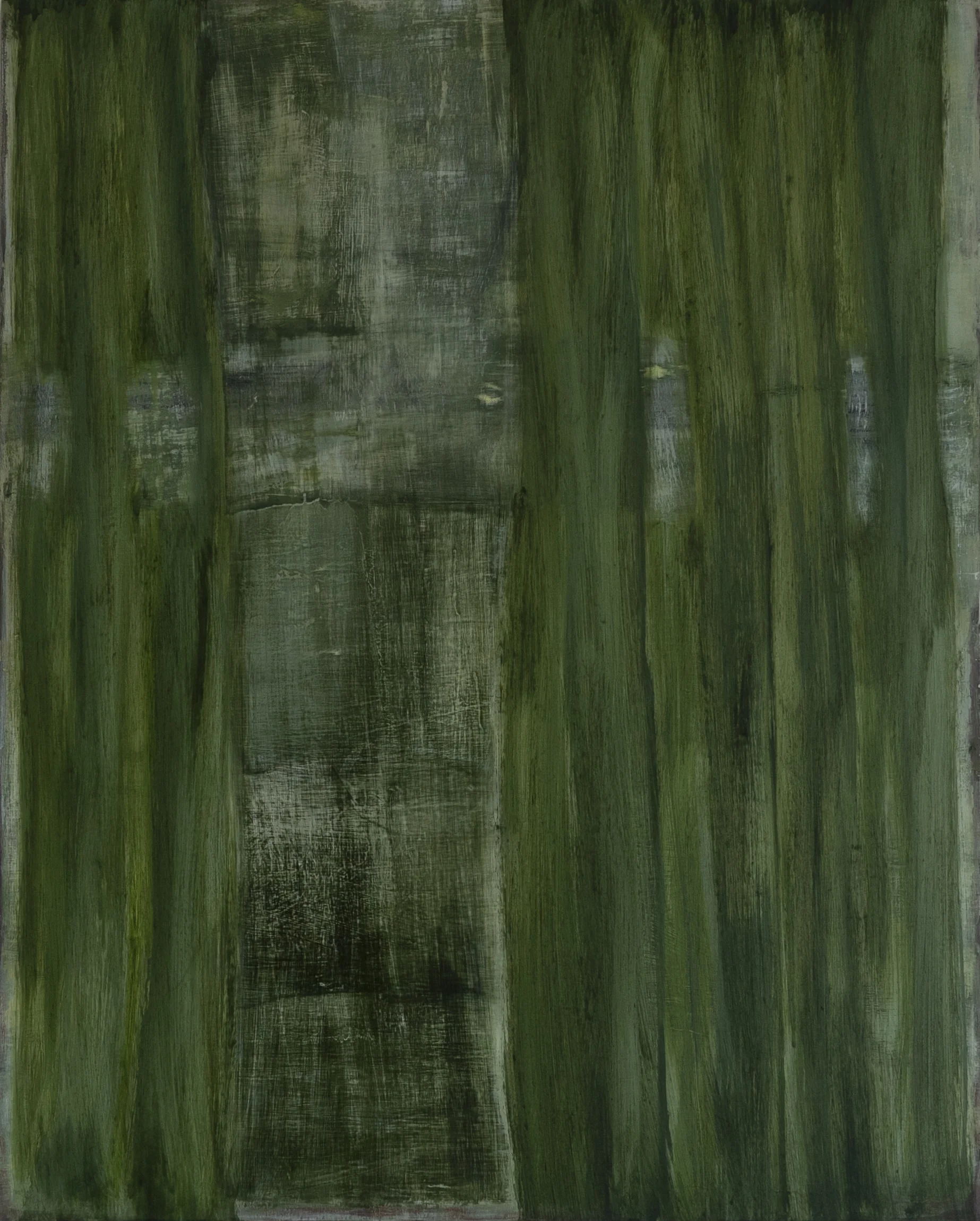 Vertical Green 2018 50 x 40 x 1.5in oil on wood photo: Sasha Schell