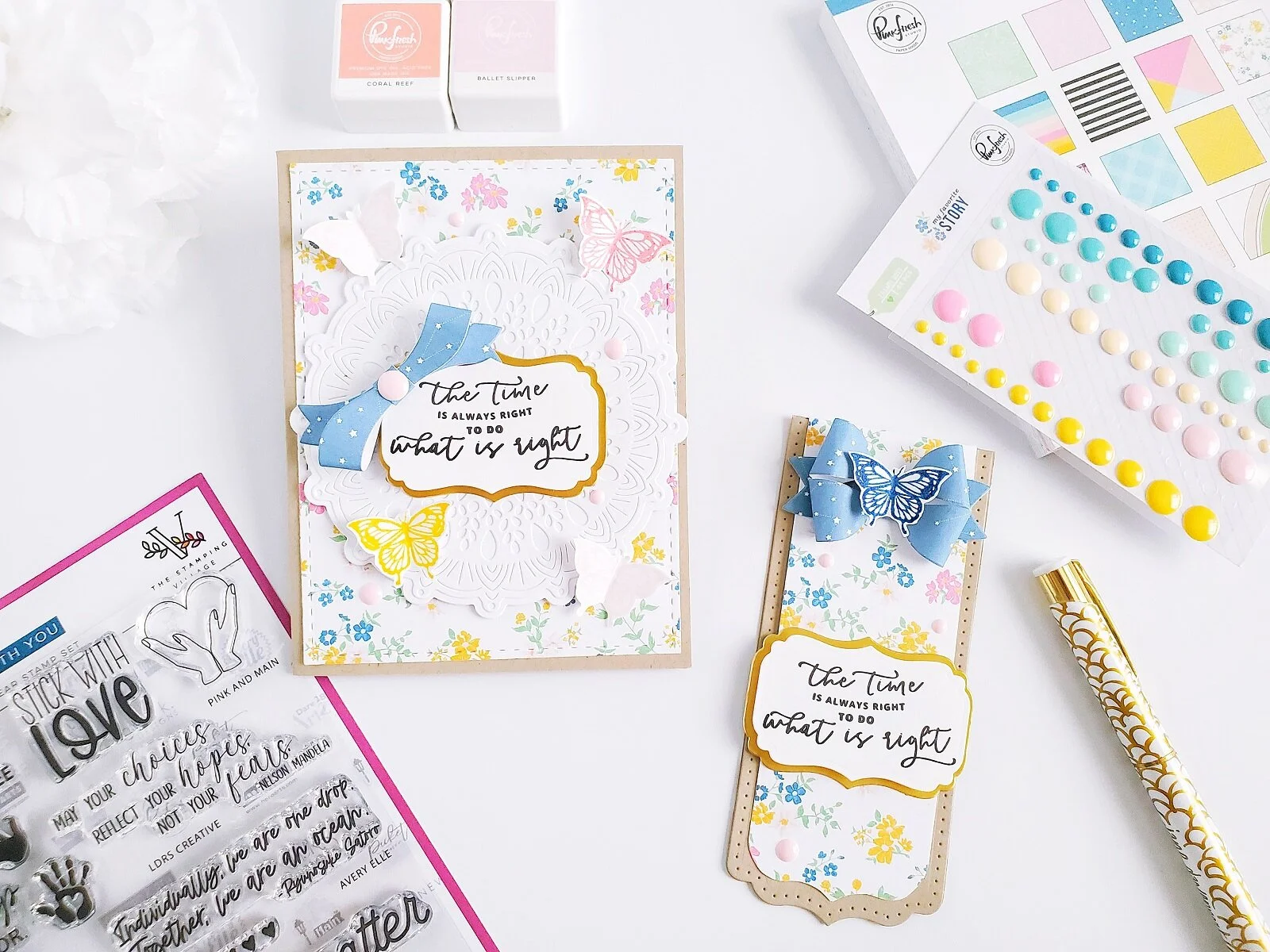 Pinkfresh Studio-The Stamping Village┃Inspiration Card &amp; Bookmark