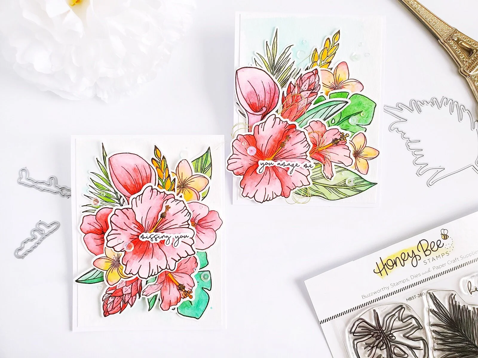 Honey Bee Stamps┃Paradise Blooms Inspiration Cards