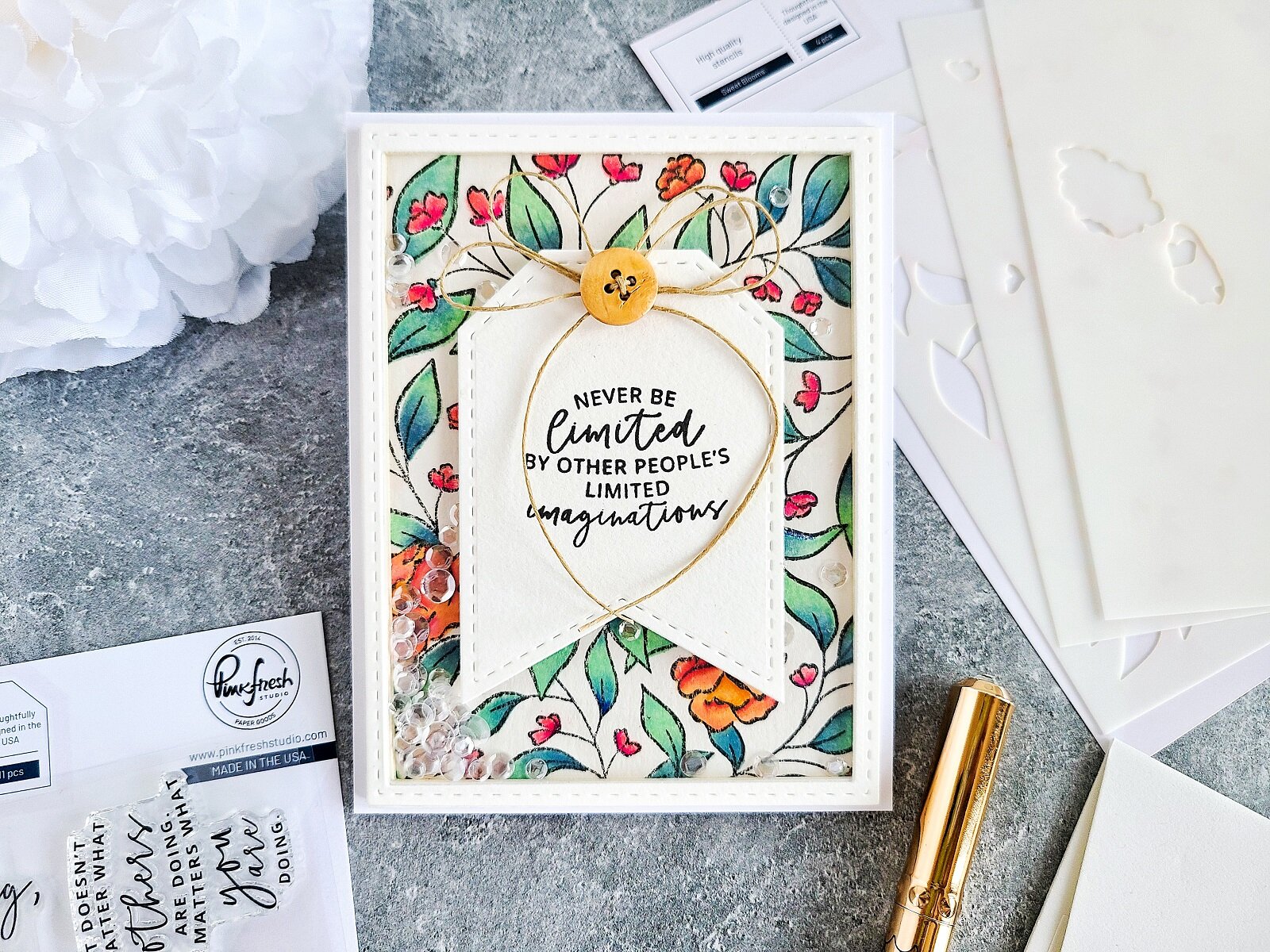 Sweet Blooms StencilShaker Inspiration Card — CARDSANDCRAFTSBYYAZ
