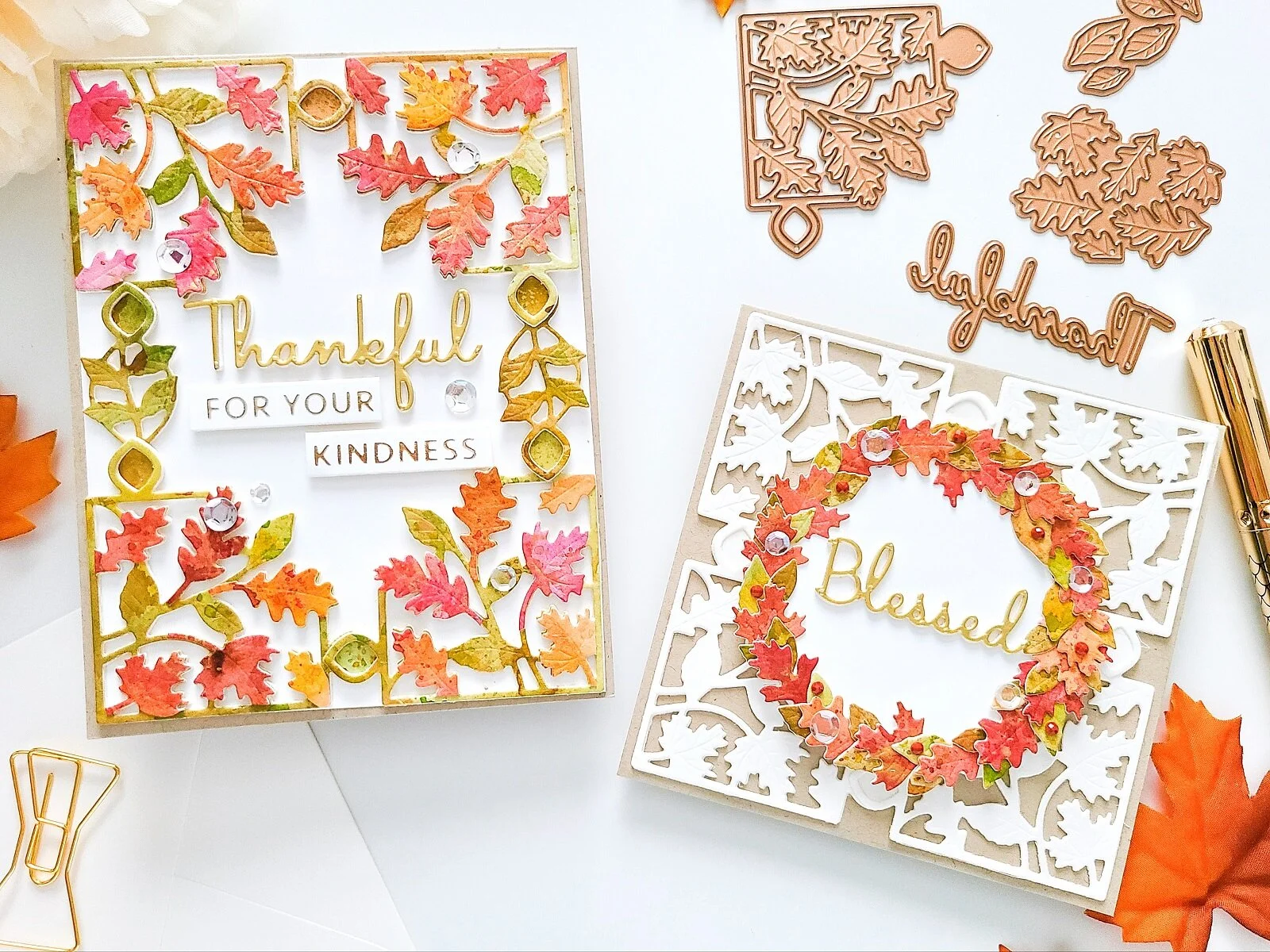 Spellbinders DOM-OCT20┃Fall Leaves Card Creator Inspiration Cards