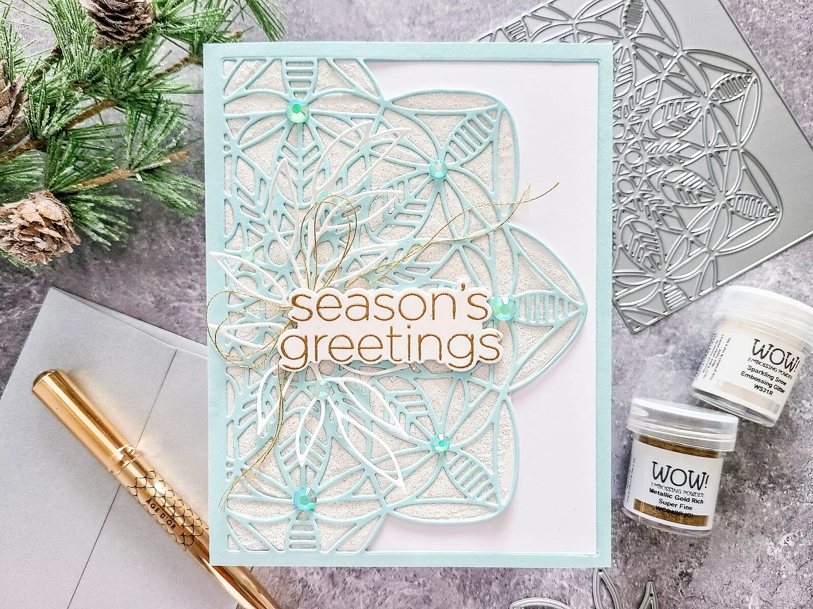 WOW! October-2020 Sparkles &amp; Shine Challenge┃ Season's Greetings Inspiration Card
