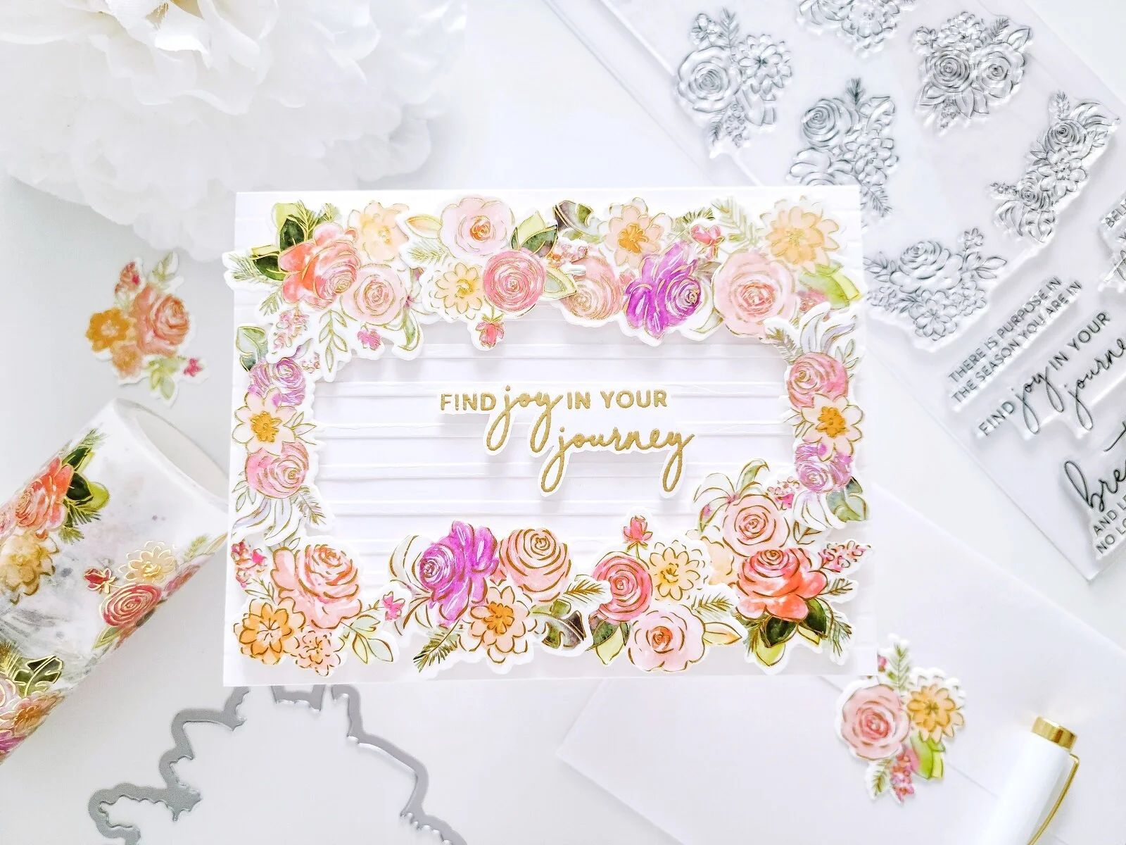 Joyful Bouquet Washi, Stamp &amp; Die┃Inspiration Cards