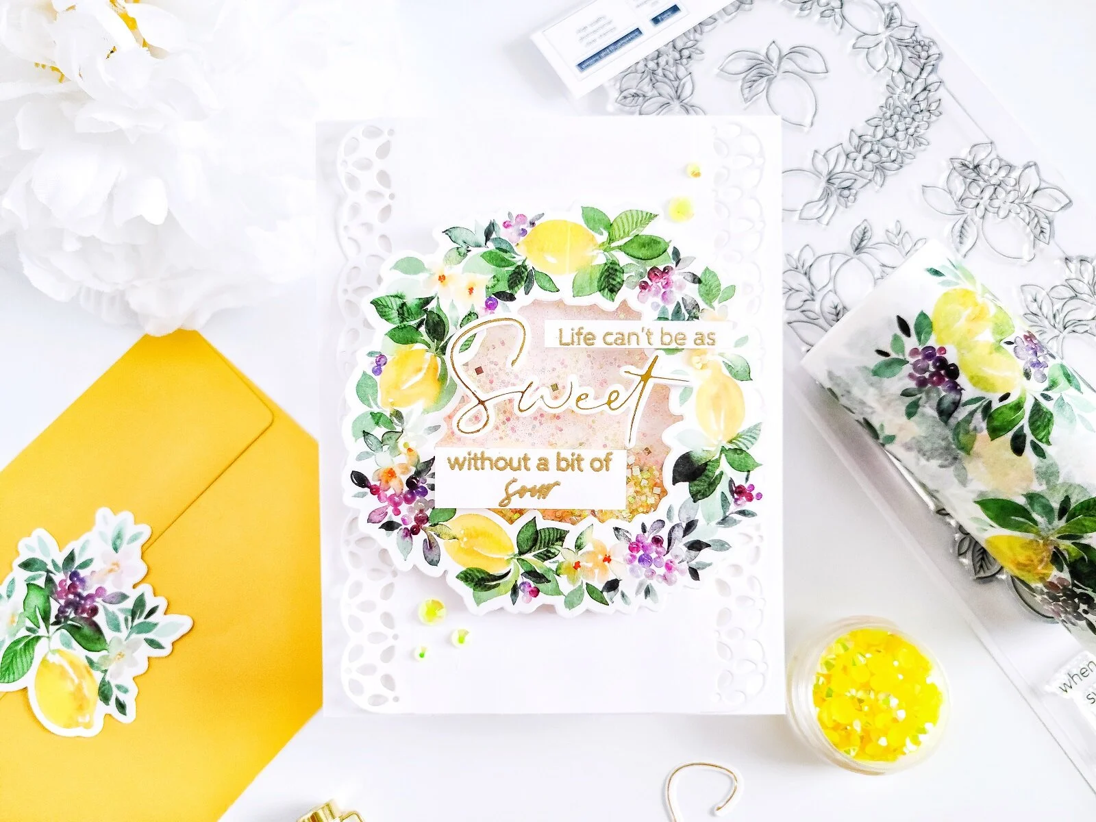Lemons and Blueberries Washi, Stamp and Die┃Inspiration Card