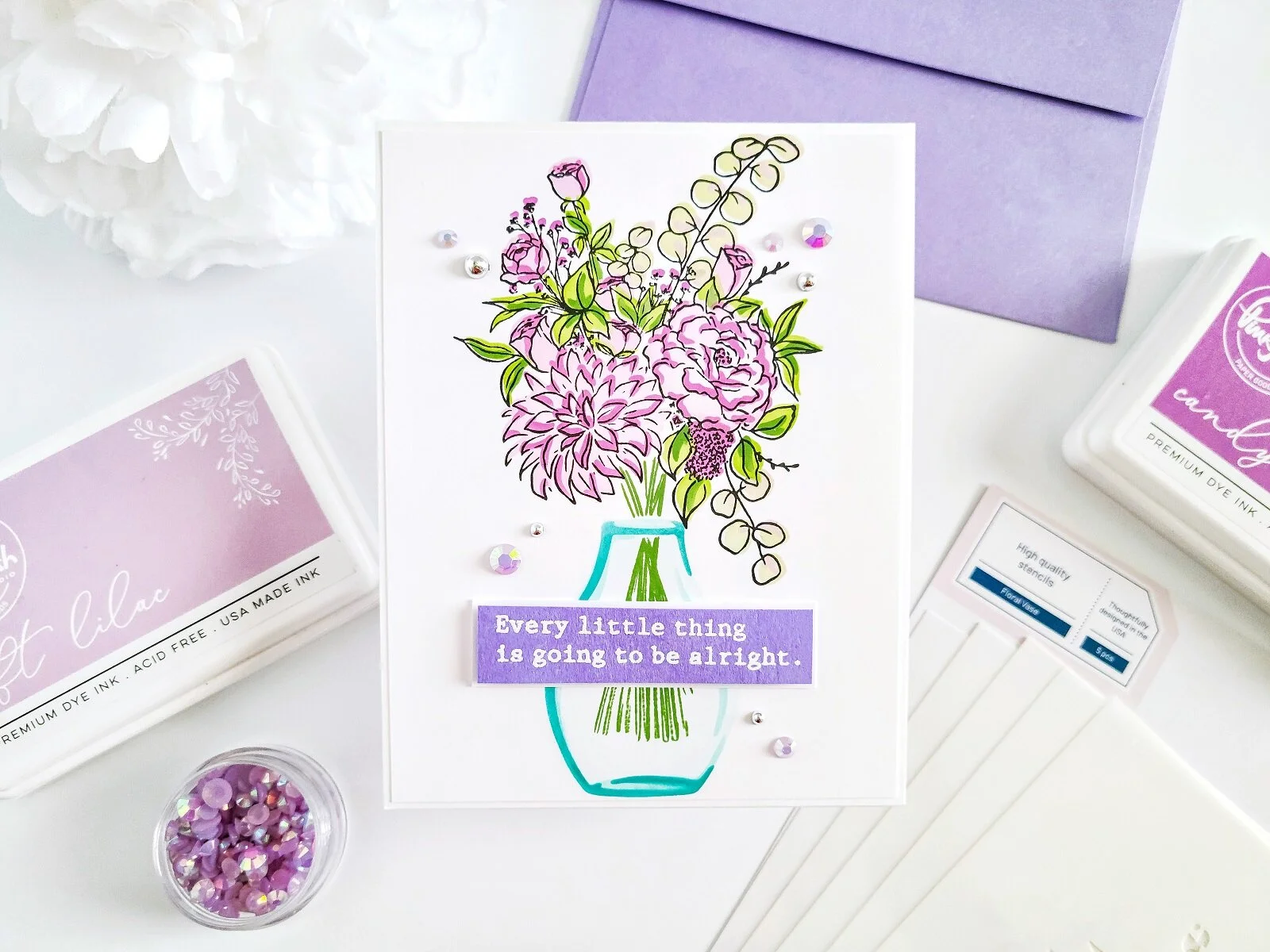 Floral Vase Stamp and Stencil┃Inspiration Card
