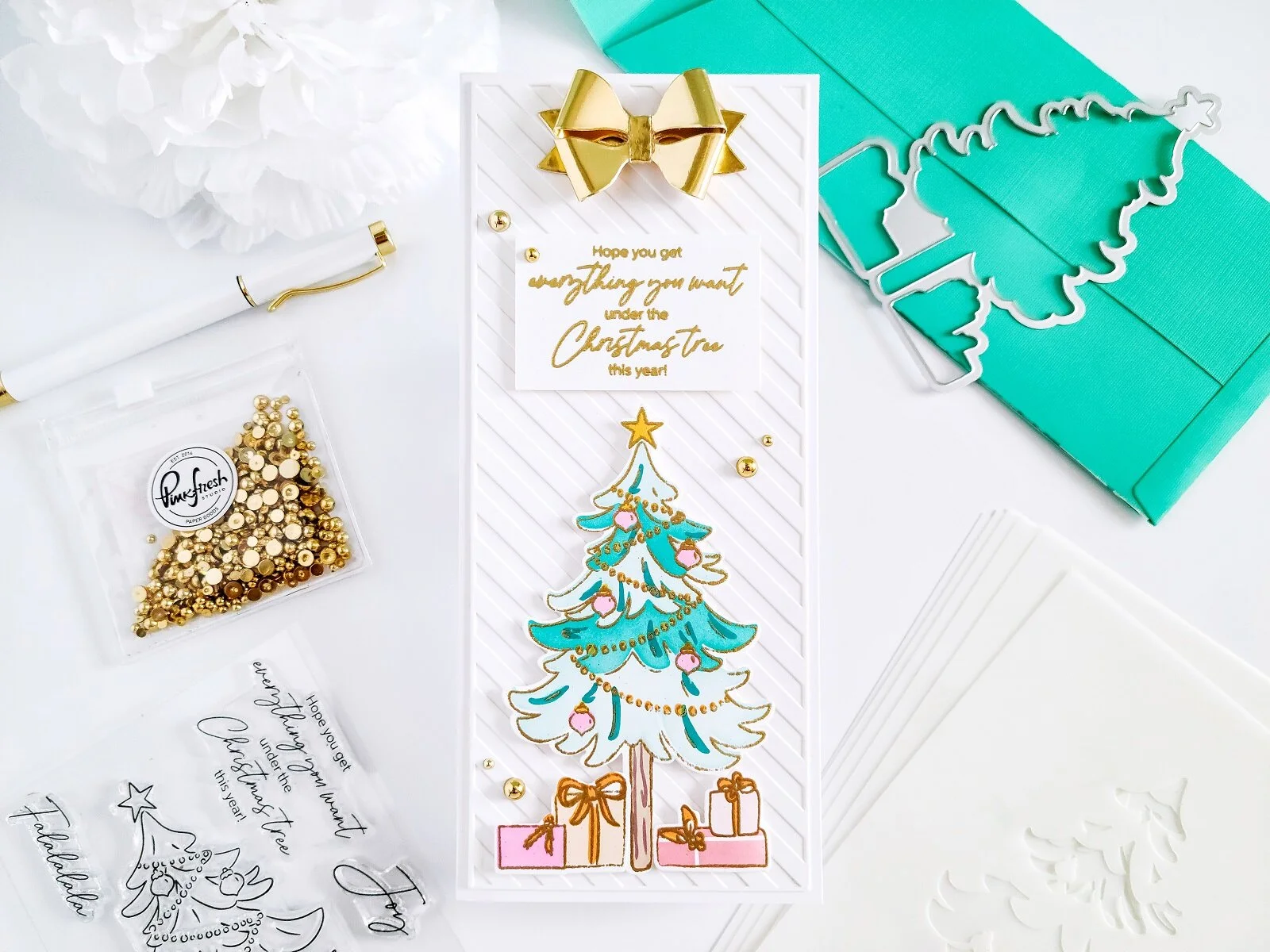 Under the Christmas Tree┃Slimline Inspiration Card