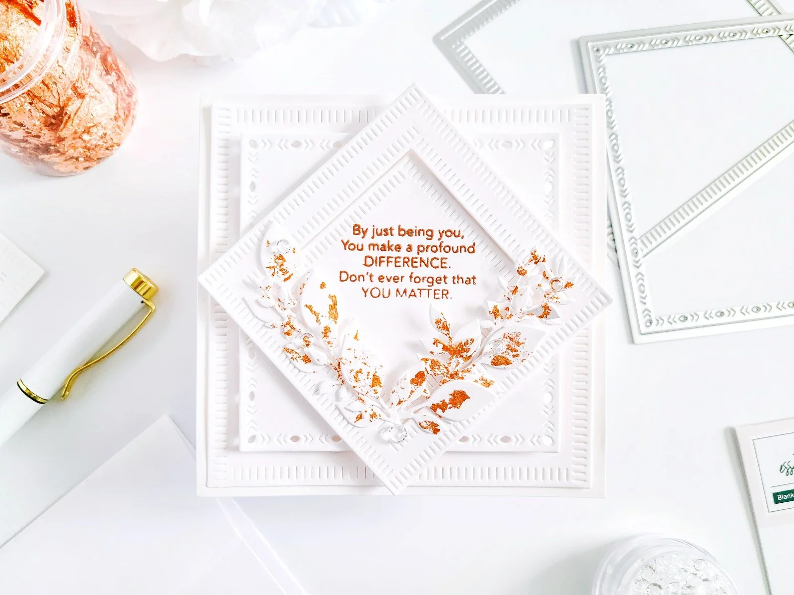 Blanket Stitched &amp; Folk Edge Square Dies┃Encouragement Inspiration Card