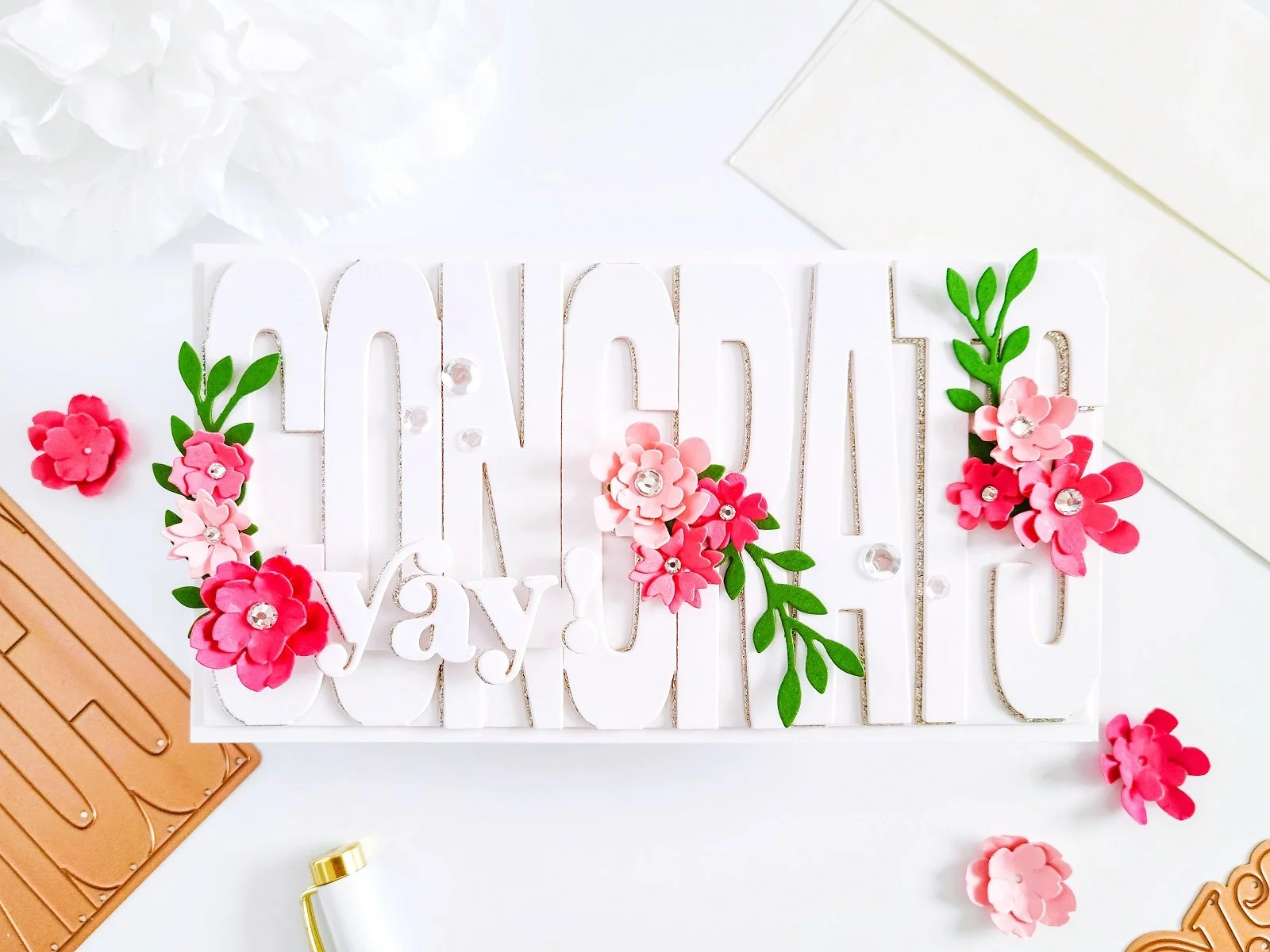 Spellbinders Be Bold Color Block Congrats┃Mini Slimline Inspiration Card