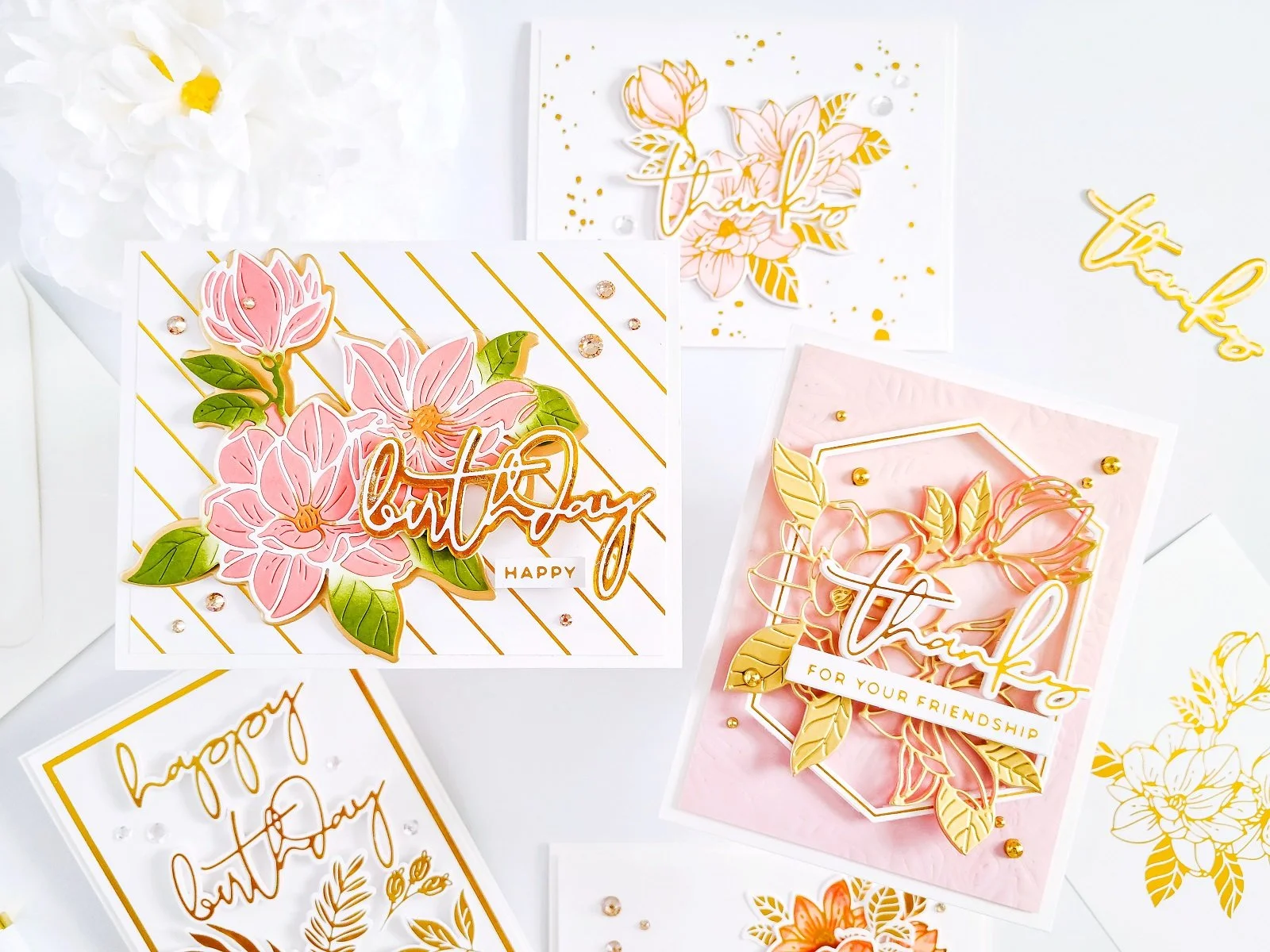 Spellbinders Yana's Bloom Collection┃Birthday and Thanks Inspiration Cards
