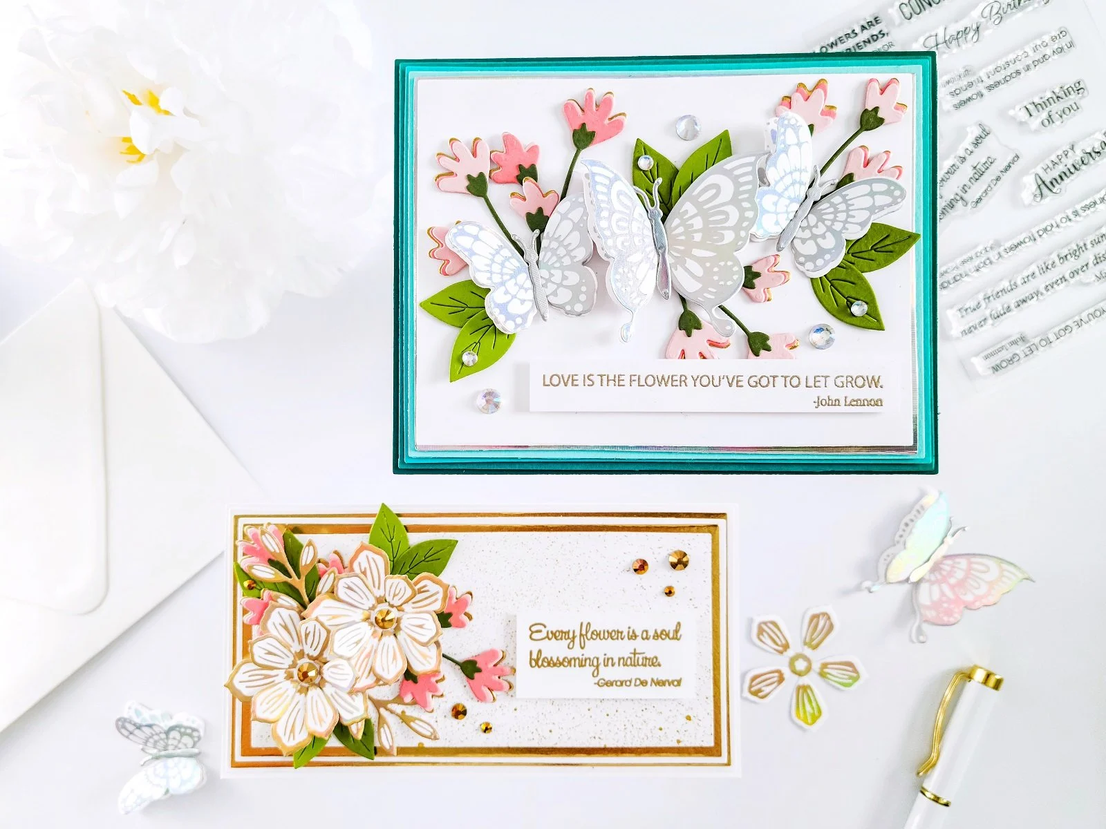 Spellbinders Spring Into Glimmer Collection┃Butterfly &amp; Floral Inspiration Cards