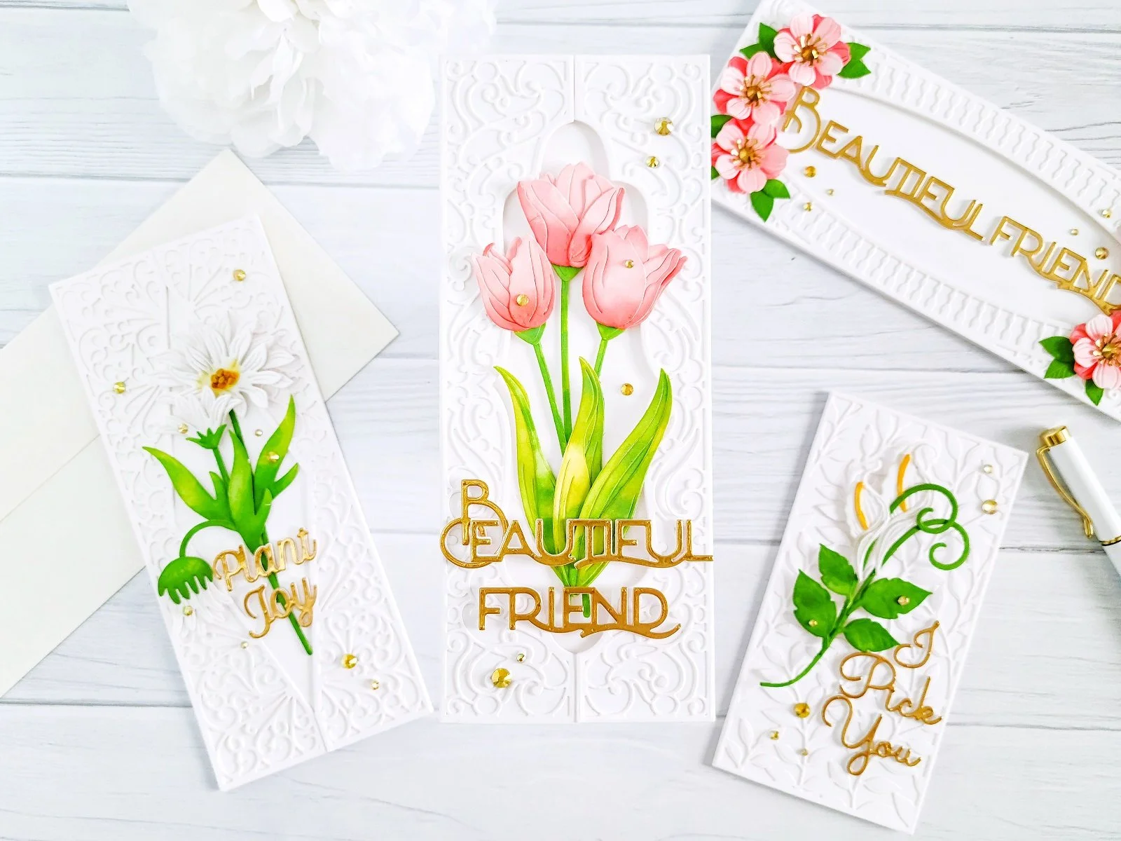 Spellbinders Layered Fleur Bouquet Slimlines Collection┃Inspiration Cards