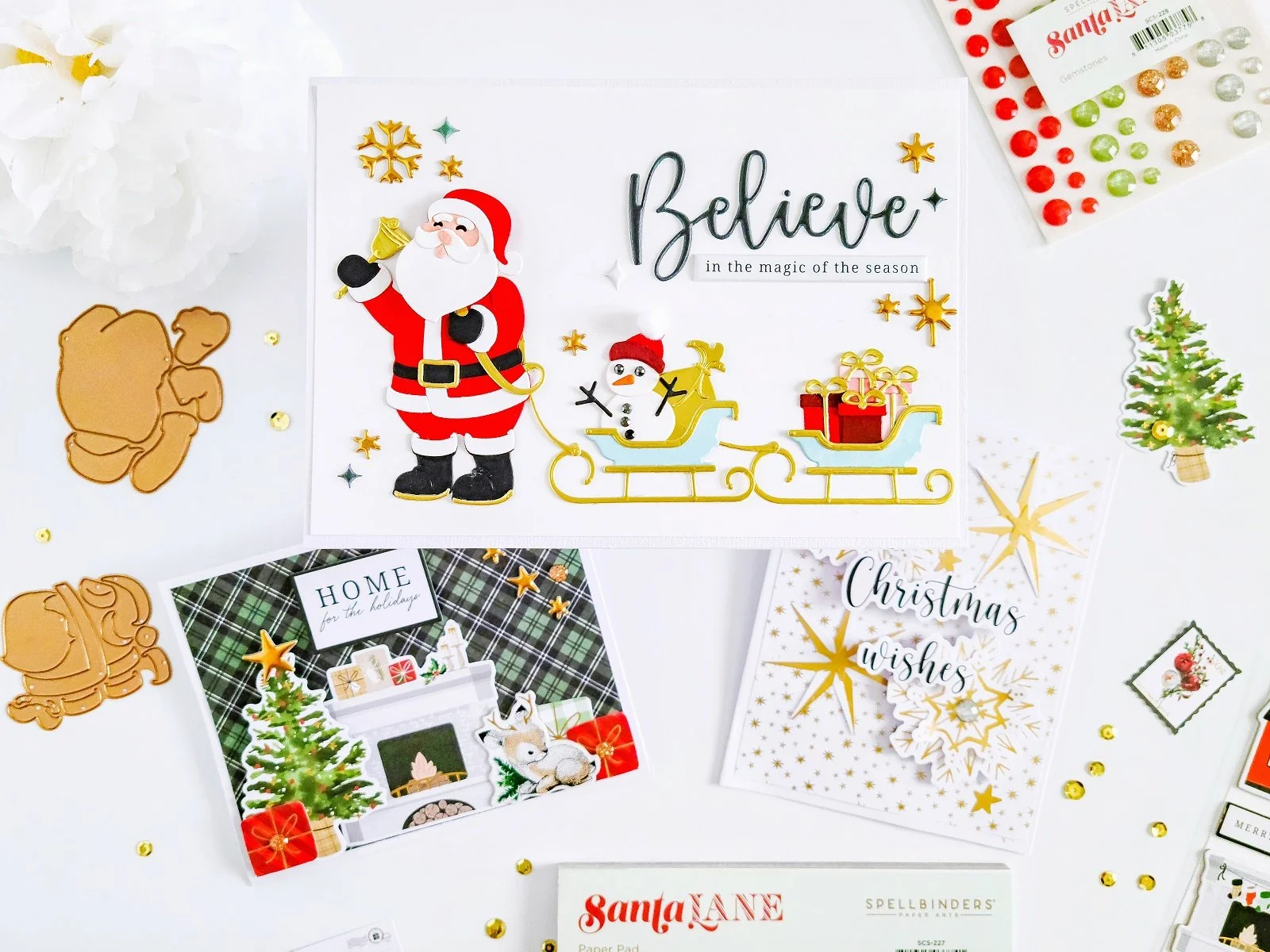 Spellbinders Santa Lane Limited Edition Cardmaking Christmas Kit 2022┃Inspiration Cards