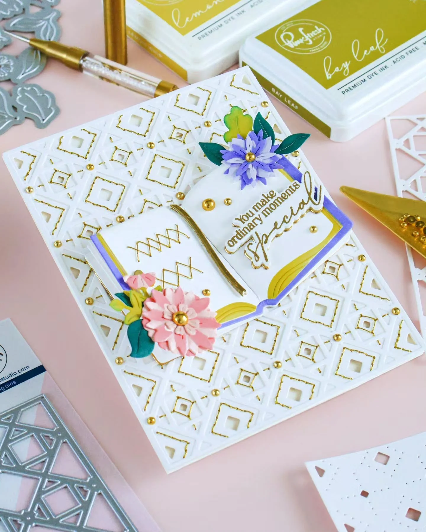 Every handmade card tells a little story, but this one might be my favorite chapter yet. 📖✨

​"You make ordinary moments special." There&rsquo;s something so poetic about framing a sentiment inside an open book, surrounded by soft blooms a