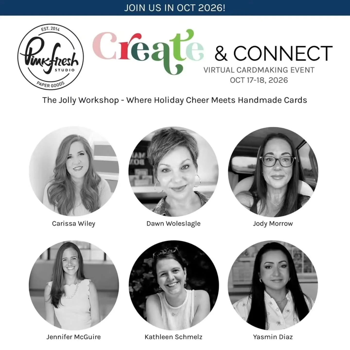 The magic of the holiday crafty season is here! ✨🎄✨

Join me and these wonderful, talented crafty friends with @pinkfreshstudio for The Jolly Workshop on October 17th and 18th! 

​The Pinkfresh Studio team has been in full jolly work mode, and kits 