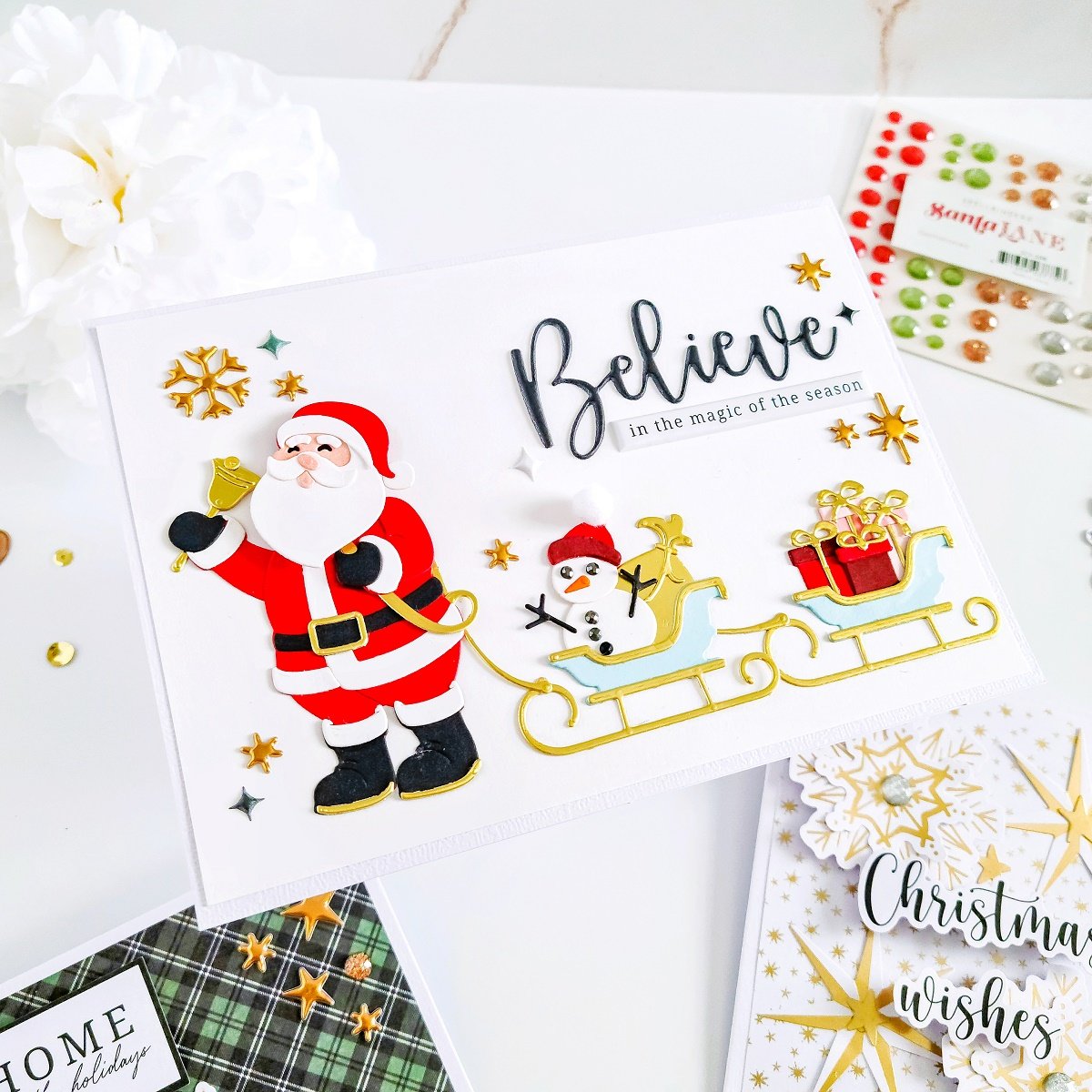 3 Christmas Card Ideas Using One Die Cut Design - Hop-A-Long Studio