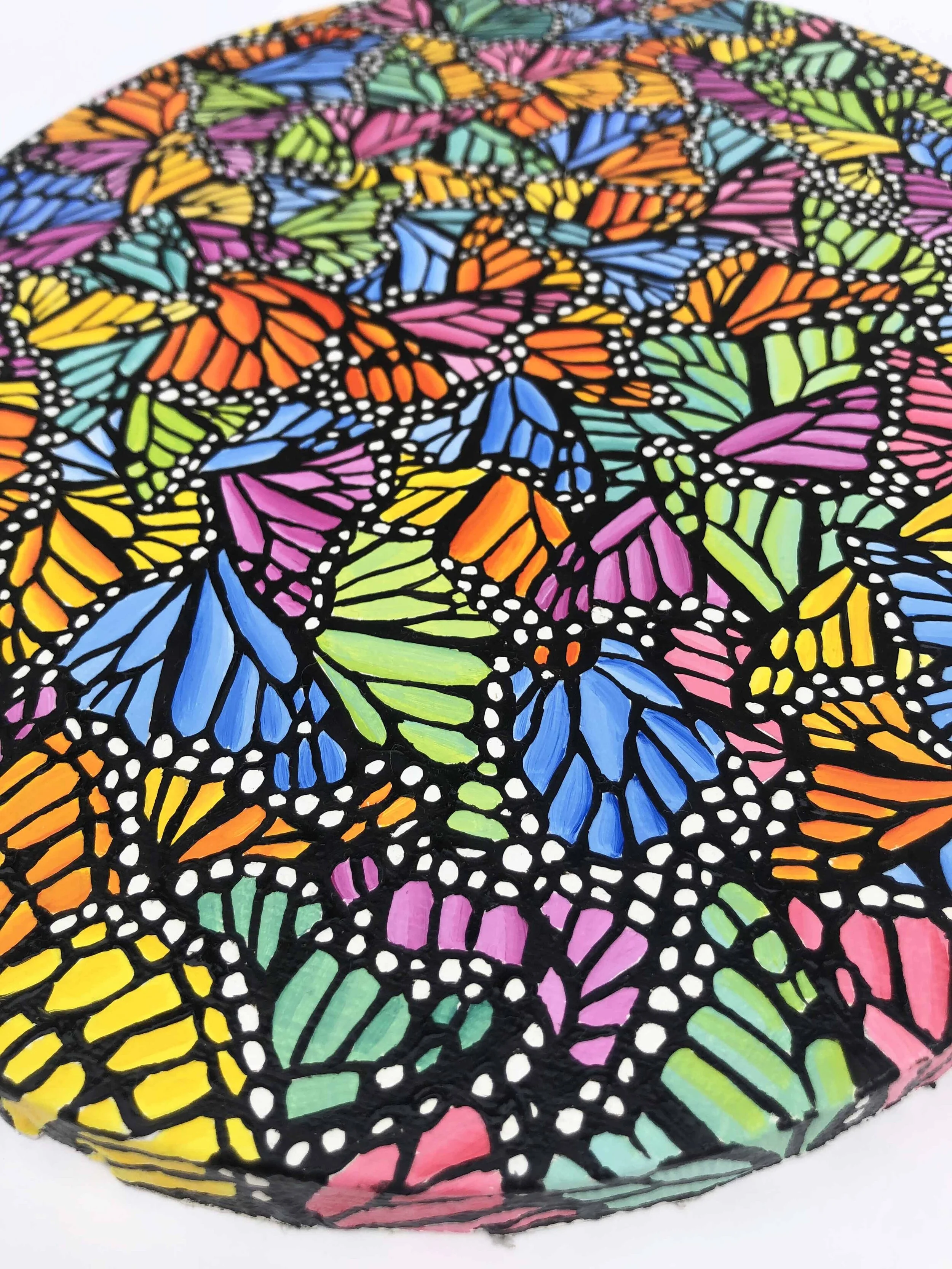 Rainbow Oval Cluster Oil Painting by Kristin Frank detail image 1