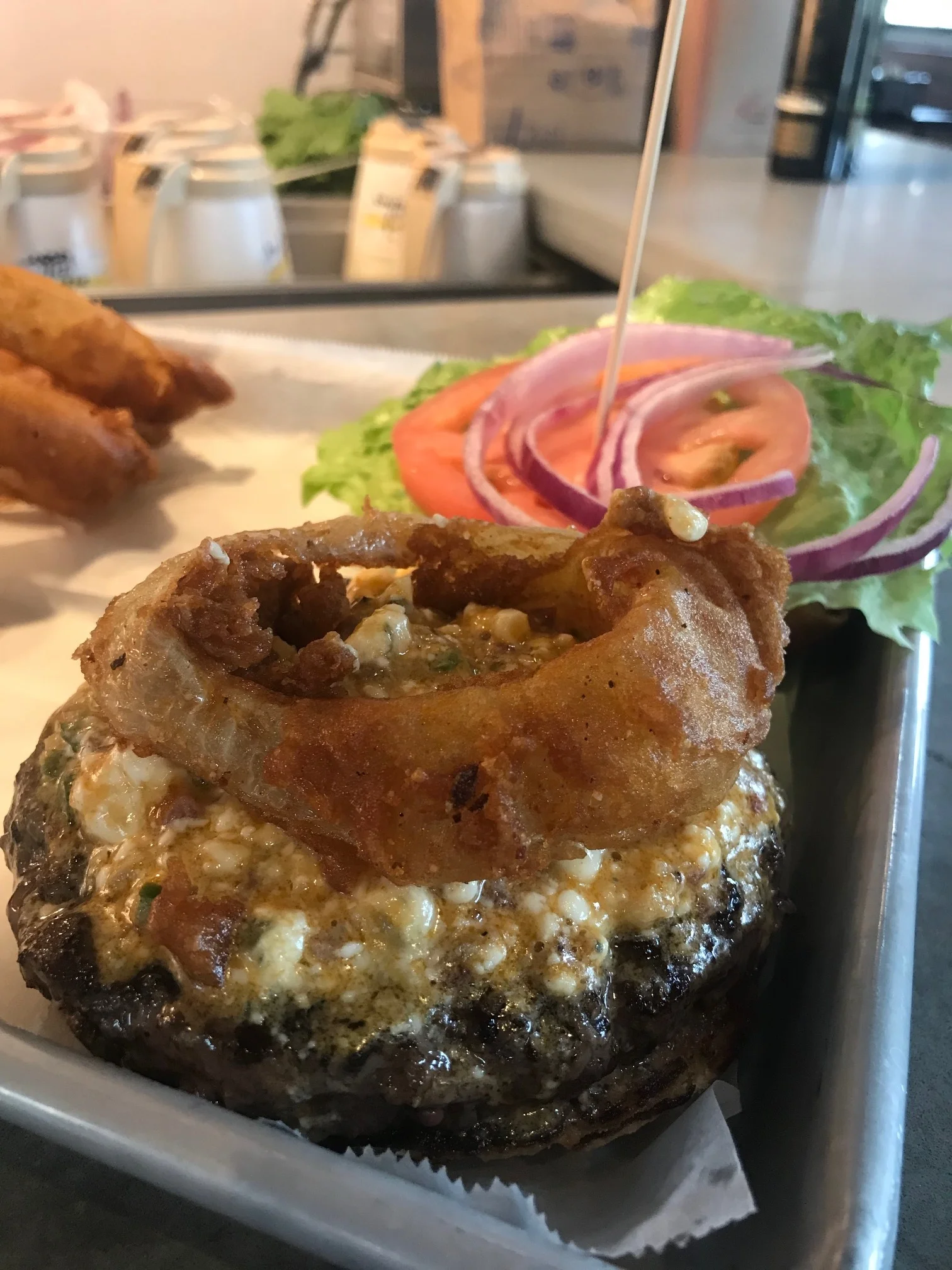 Blackened Blue Bacon Burger