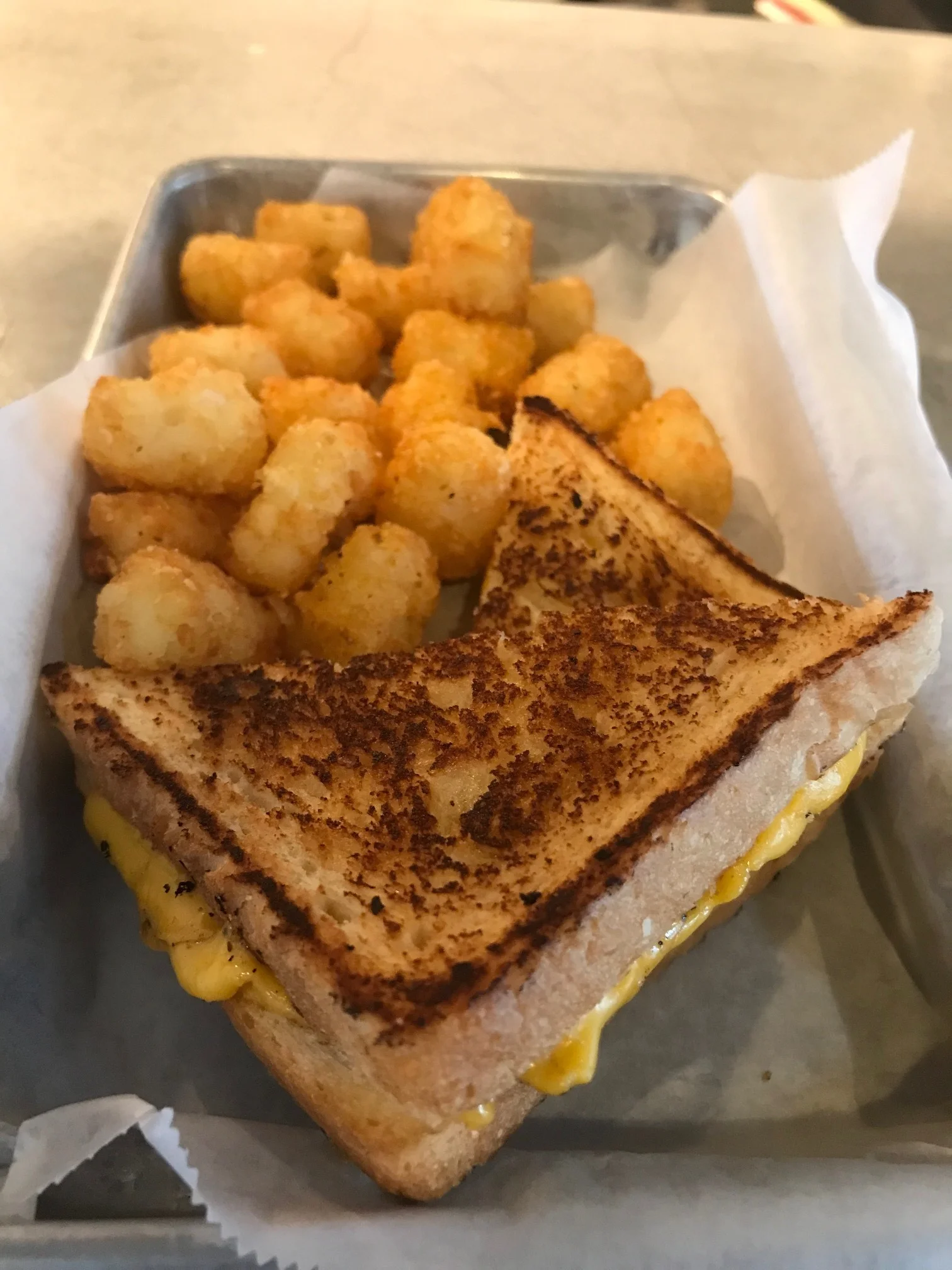 Kids Grilled Cheese with Tots