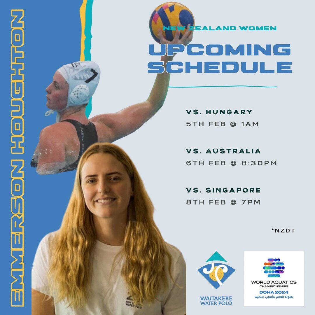 The NZ Women have touched down in Doha, Qatar to kick off their World Aquatics Championships! 🇳🇿🇶🇦

Our very own Emmerson Houghton (@emmerson_houghton) is playing in the tournament! We wish her and her teammates the absolute best in their tournam
