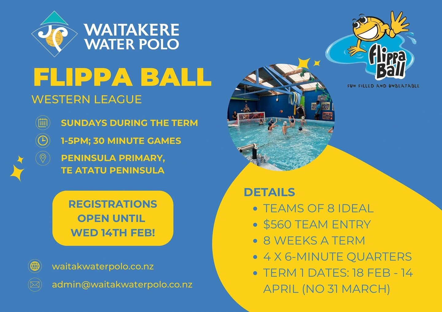 Flippa Ball Time ⏰🥳

Interested in playing flippa ball? Our registrations are open now! 

You can sign up as&hellip;
🤽🏼an individual player 
🏫a school team
👯a mixed team (eg. a group of friends wanting to play together!) 

Our competition is for