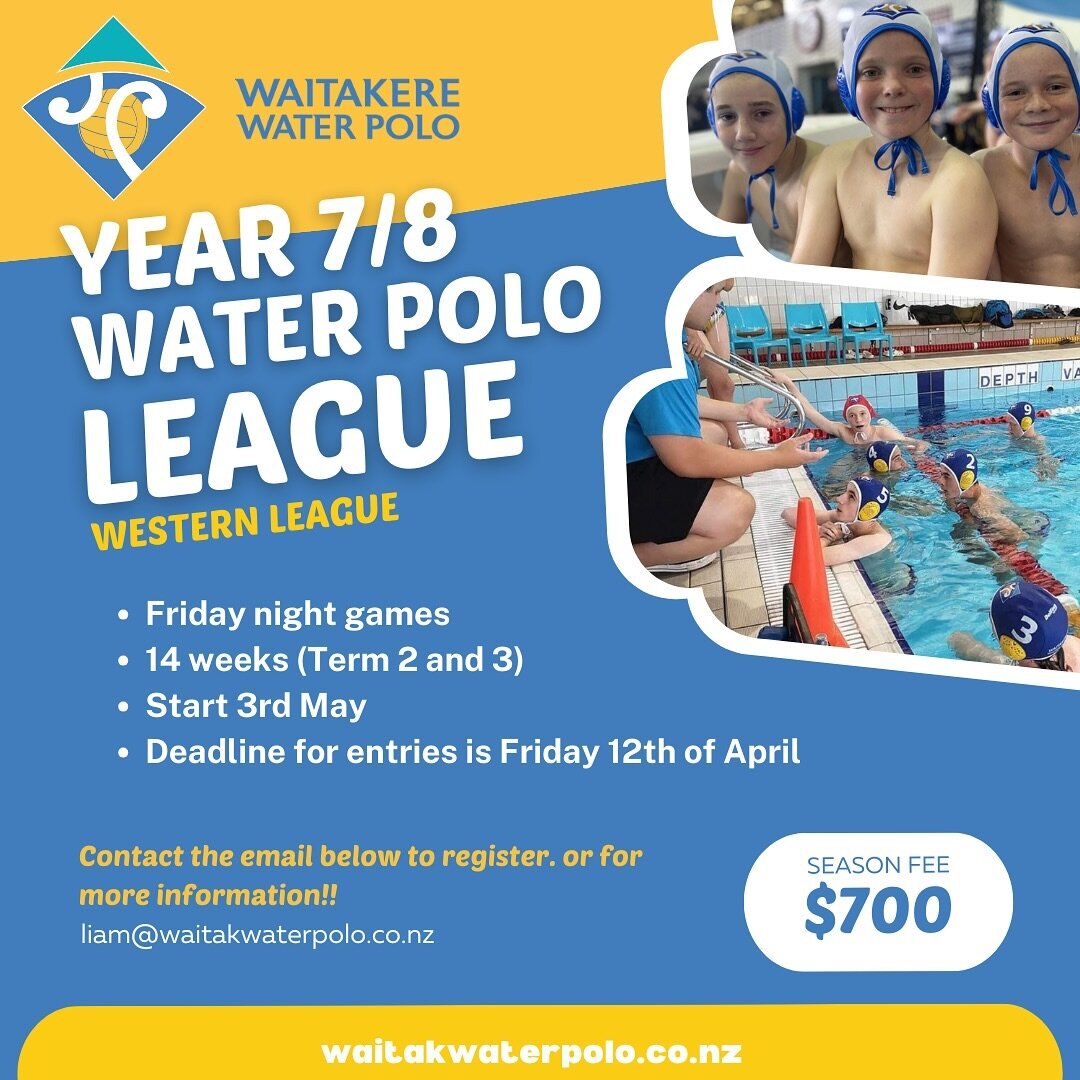 Registration for our Year 7 &amp; 8 League is open now!! 🤩🤽🏻&zwj;♀️🤽🏽&zwj;♂️

The Western League is back&hellip; 14 weeks of Friday night games across term 2 and 3. This is open to all Year 7 &amp; 8 teams, we are also taking EOIs for individual