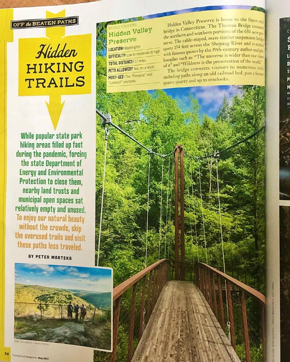 Check it out! One of my pictures made it into @connecticutmagazine. Check out the May Issue to see my photo of Thoreau&rsquo;s Bridge on the Hidden Valley Preserve Trail.⁣
⁣⁣
⁣CT is my home state and I think this is a great issue to take a look at fo