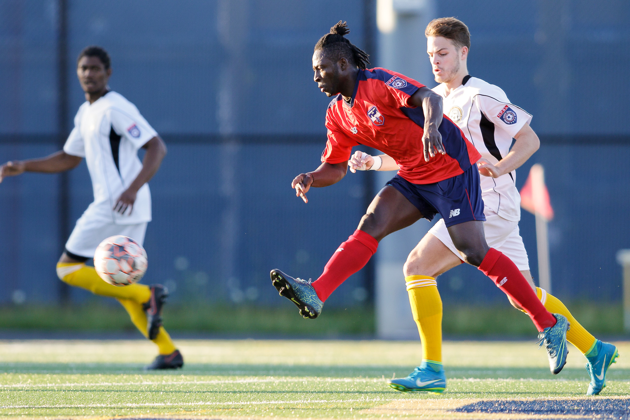  Coby Handy drives the ball forward during the Lions' eventual 3-2 victory.&nbsp; (c) Burt Granofsky 