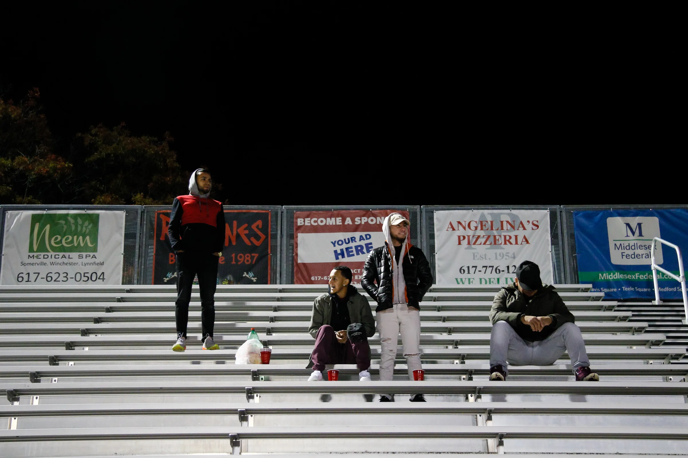 Somerville, MA: A small band of fans watches the game. Safira FC defeated Boston City FC 4-1 in a 2019 Lamar Hunt U.S. Open Cup game on October 20, 2018. (c) Burt Granofsky